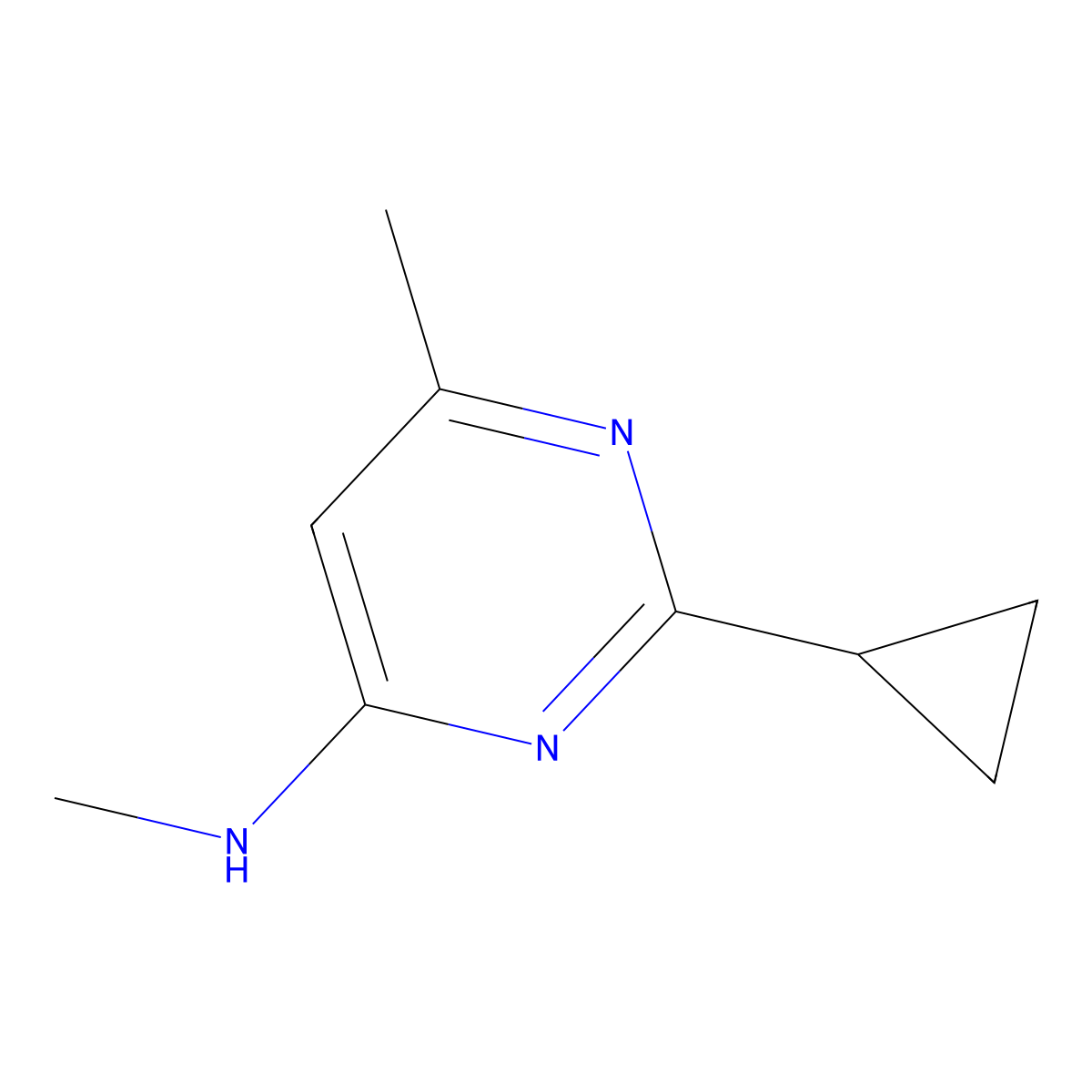 2-cyclopropyl-N,6-dimethylpyrimidin-4-amine molecular structure, CAS 1455361-92-8