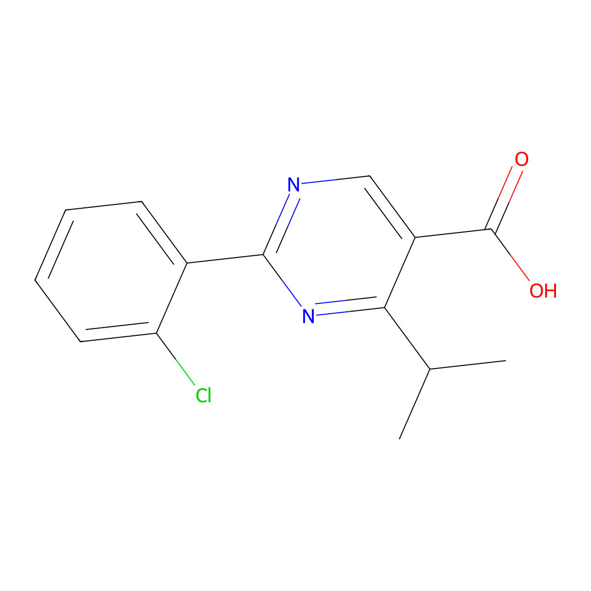 2-(2-Chlorophenyl)-4-isopropylpyrimidine-5-carboxylic acid molecular structure, CAS 1455364-19-8