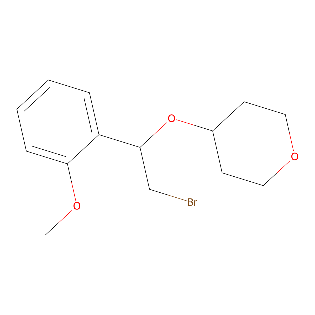 4-(2-Bromo-1-(2-methoxyphenyl)ethoxy)tetrahydro-2H-pyran molecular structure, CAS 1455376-95-0