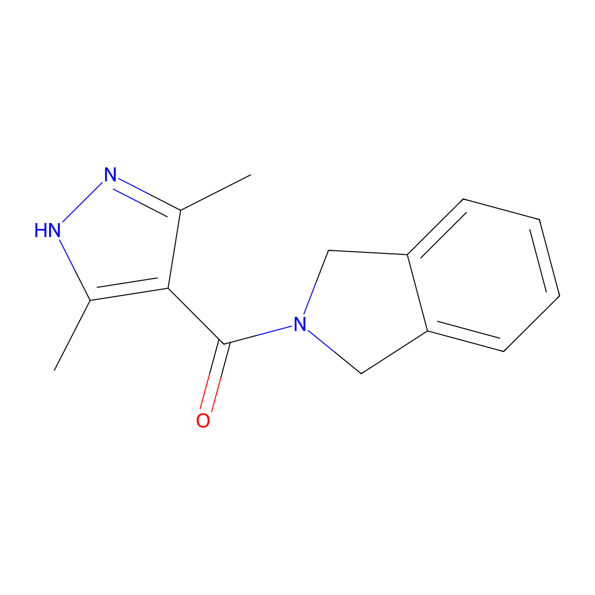 2-(3,5-dimethyl-1H-pyrazole-4-carbonyl)-2,3-dihydro-1H-isoindole molecular structure, CAS 1455388-32-5