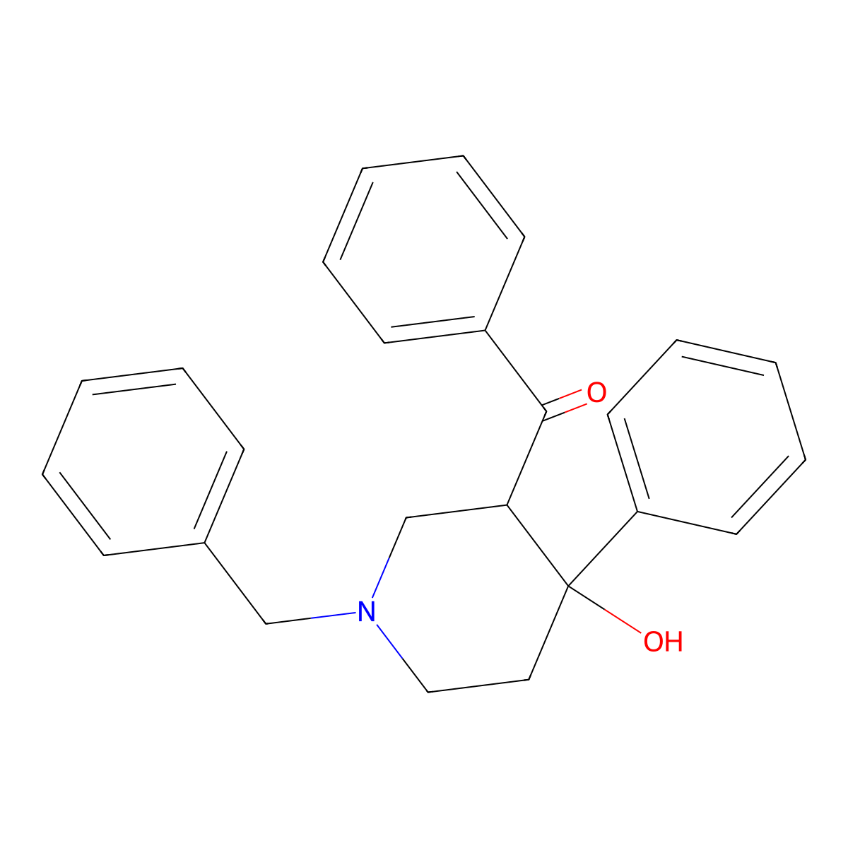 (1-Benzyl-4-hydroxy-4-phenylpiperidin-3-yl)-phenylmethanone molecular structure, CAS 14554-17-7