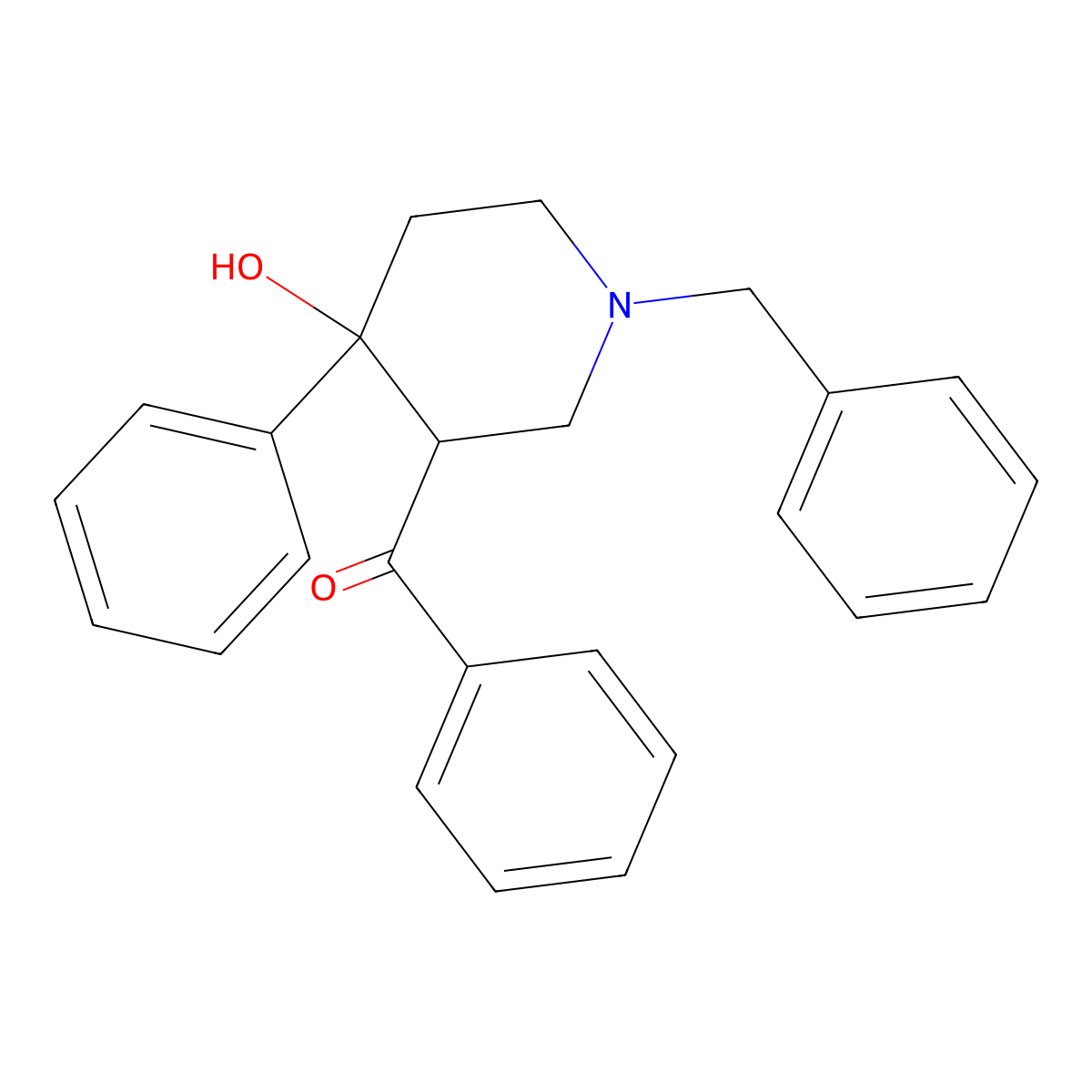 (1-Benzyl-4-hydroxy-4-phenylpiperidin-3-yl)-phenylmethanone molecular structure, CAS 14554-17-7