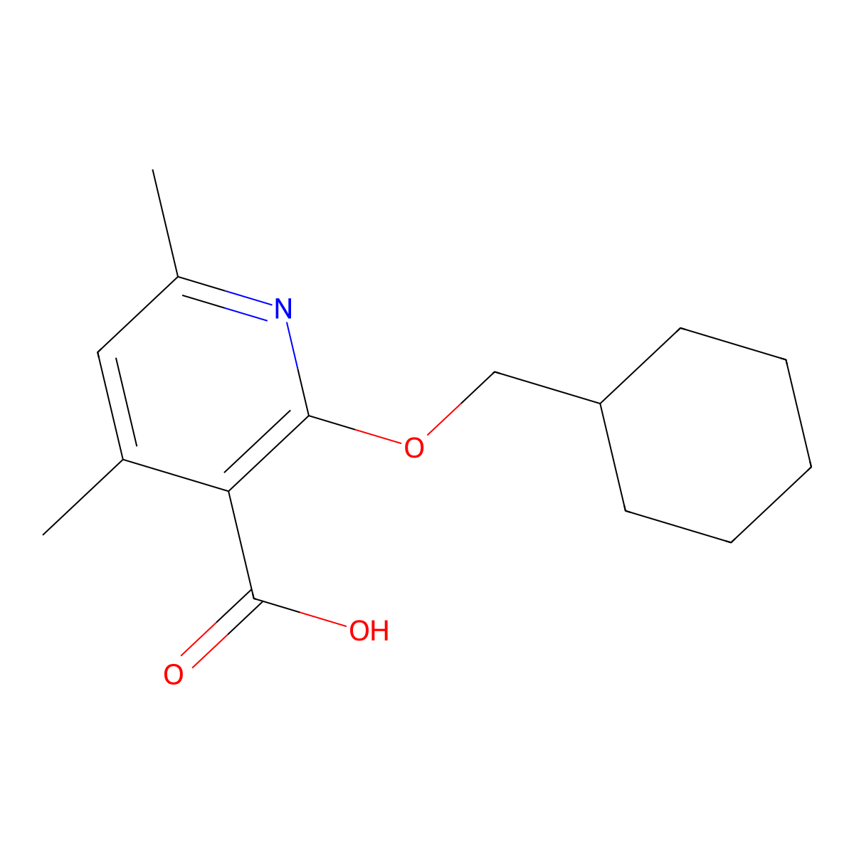 2-(Cyclohexylmethoxy)-4,6-dimethylpyridine-3-carboxylic acid molecular structure, CAS 1455433-22-3
