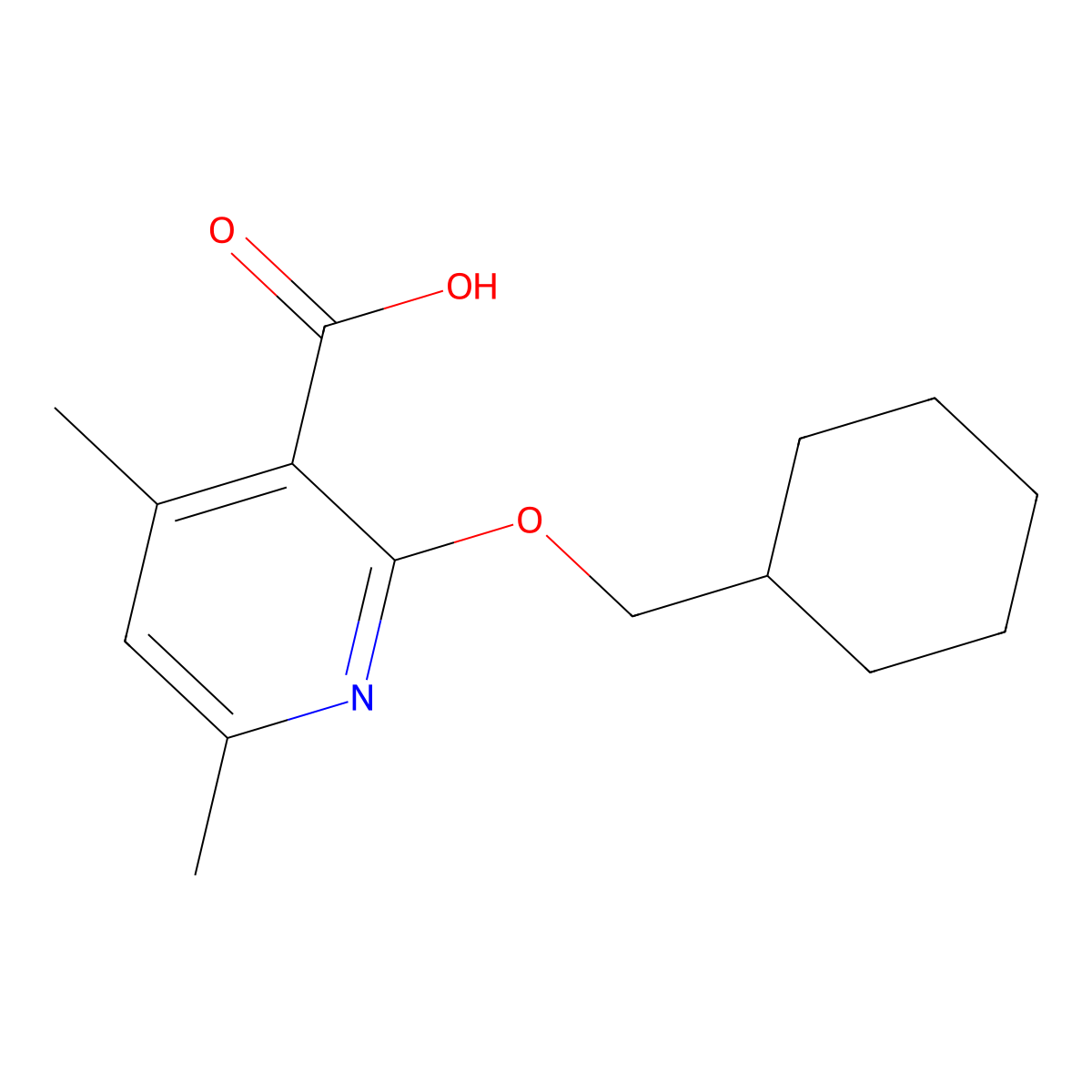 2-(Cyclohexylmethoxy)-4,6-dimethylpyridine-3-carboxylic acid molecular structure, CAS 1455433-22-3