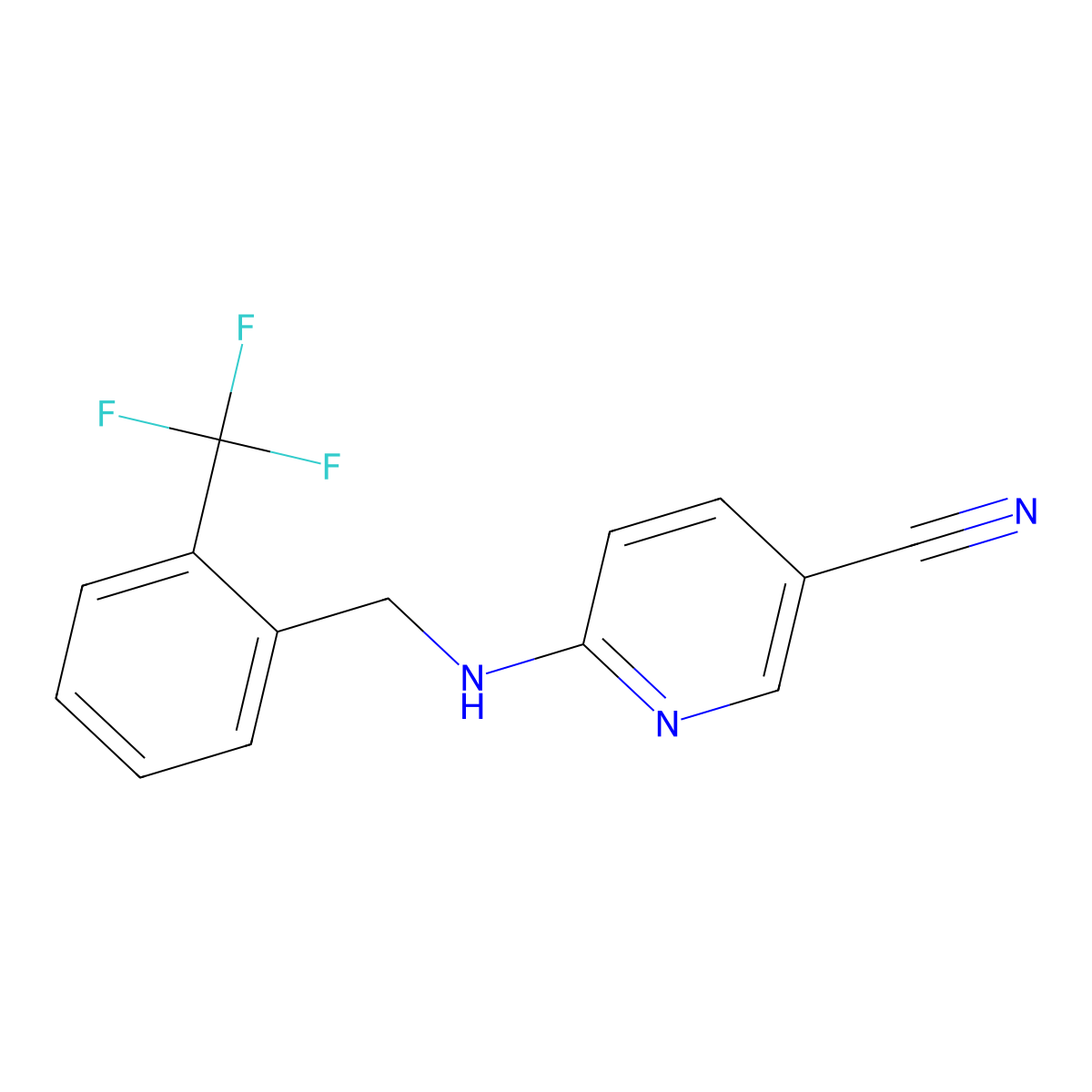 6-({[2-(Trifluoromethyl)phenyl]methyl}amino)pyridine-3-carbonitrile molecular structure, CAS 1455448-00-6
