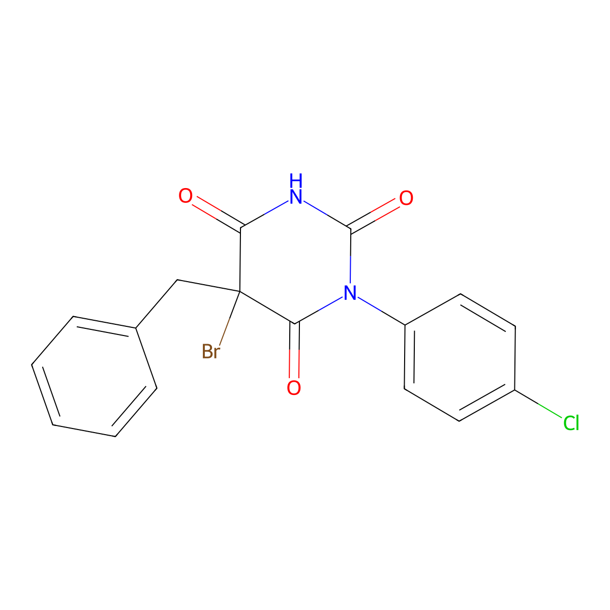 5-Benzyl-5-bromo-1-(4-chlorophenyl)-1,3-diazinane-2,4,6-trione molecular structure, CAS 1455482-93-5