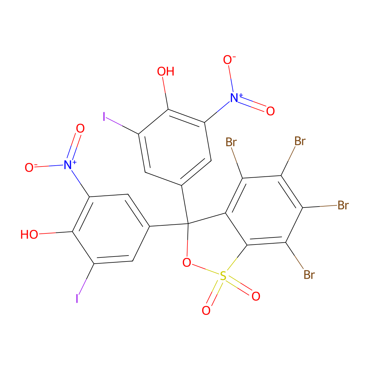 4,5,6,7-Tetrabromo-3,3-bis(4-hydroxy-3-iodo-5-nitrophenyl)-3H-benzo[c][1,2]oxathiole 1,1-dioxide molecular structure, CAS 145551-16-2