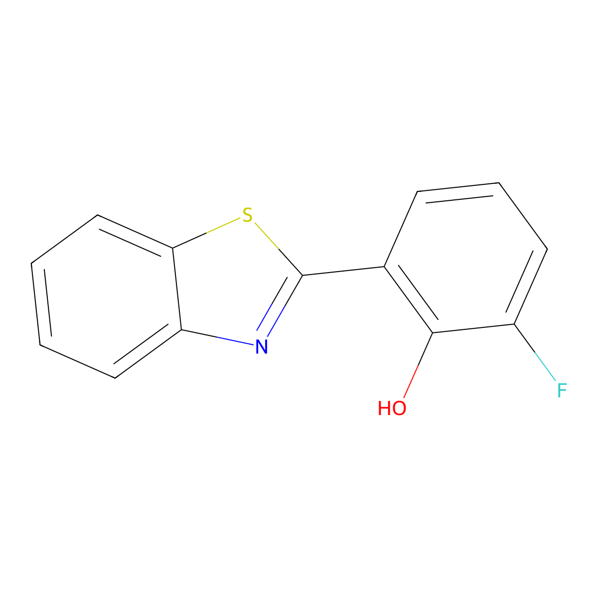 2-(2-Benzothiazolyl)-6-fluorophenol molecular structure, CAS 145551-23-1