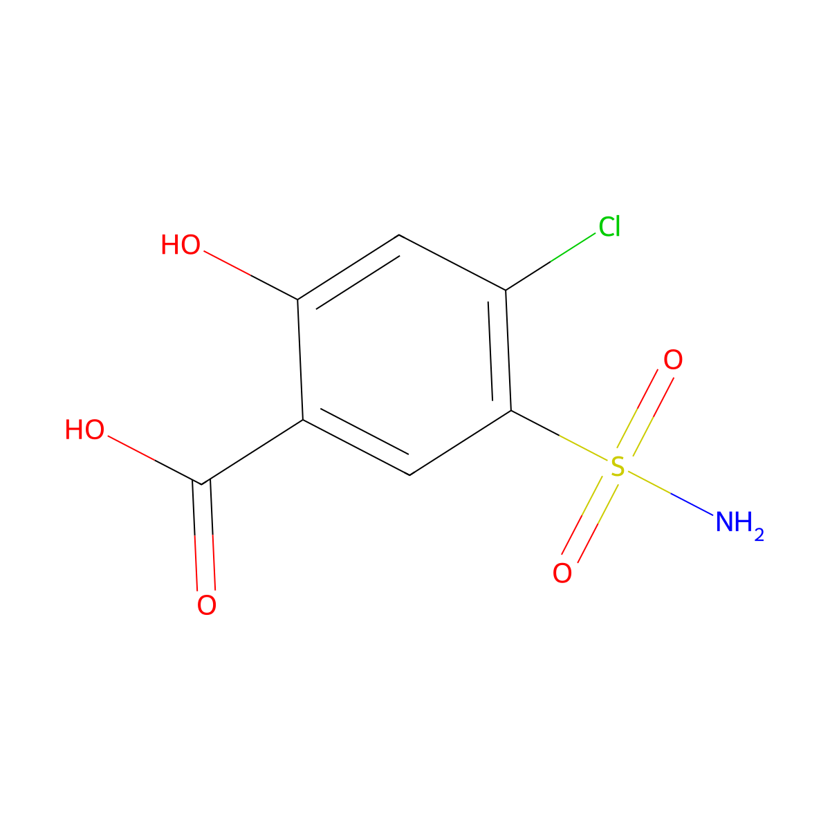 4-Chloro-5-sulfamoylsalicylic acid molecular structure, CAS 14556-98-0
