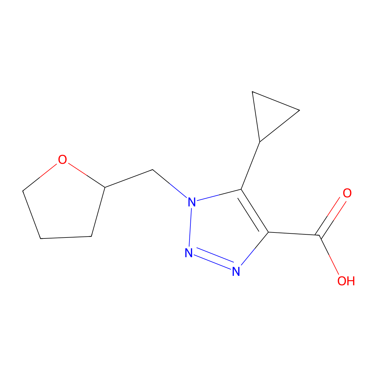 5-Cyclopropyl-1-((tetrahydrofuran-2-yl)methyl)-1h-1,2,3-triazole-4-carboxylic acid molecular structure, CAS 1455637-57-6