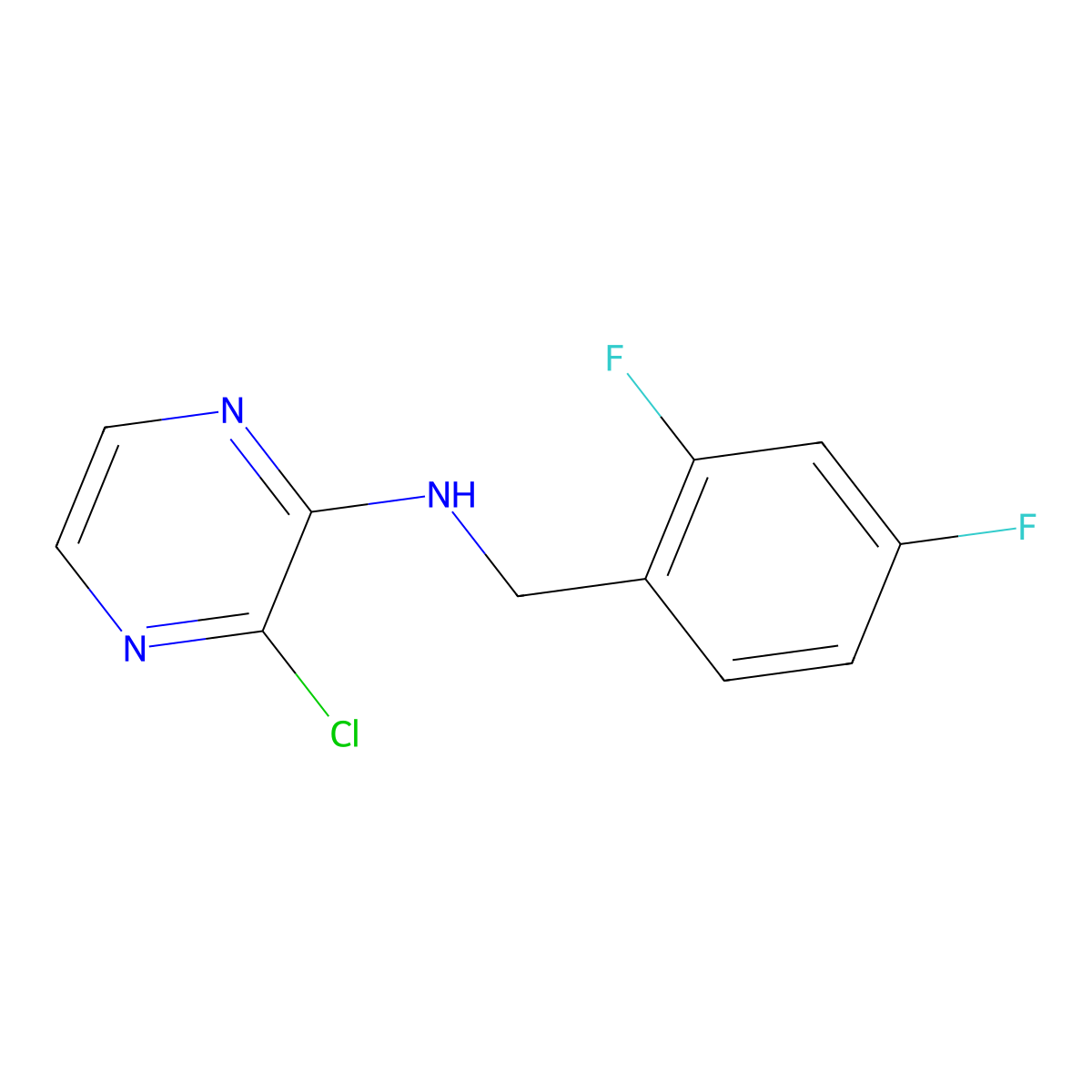 3-chloro-N-(2,4-difluorobenzyl)pyrazin-2-amine molecular structure, CAS 1455639-40-3