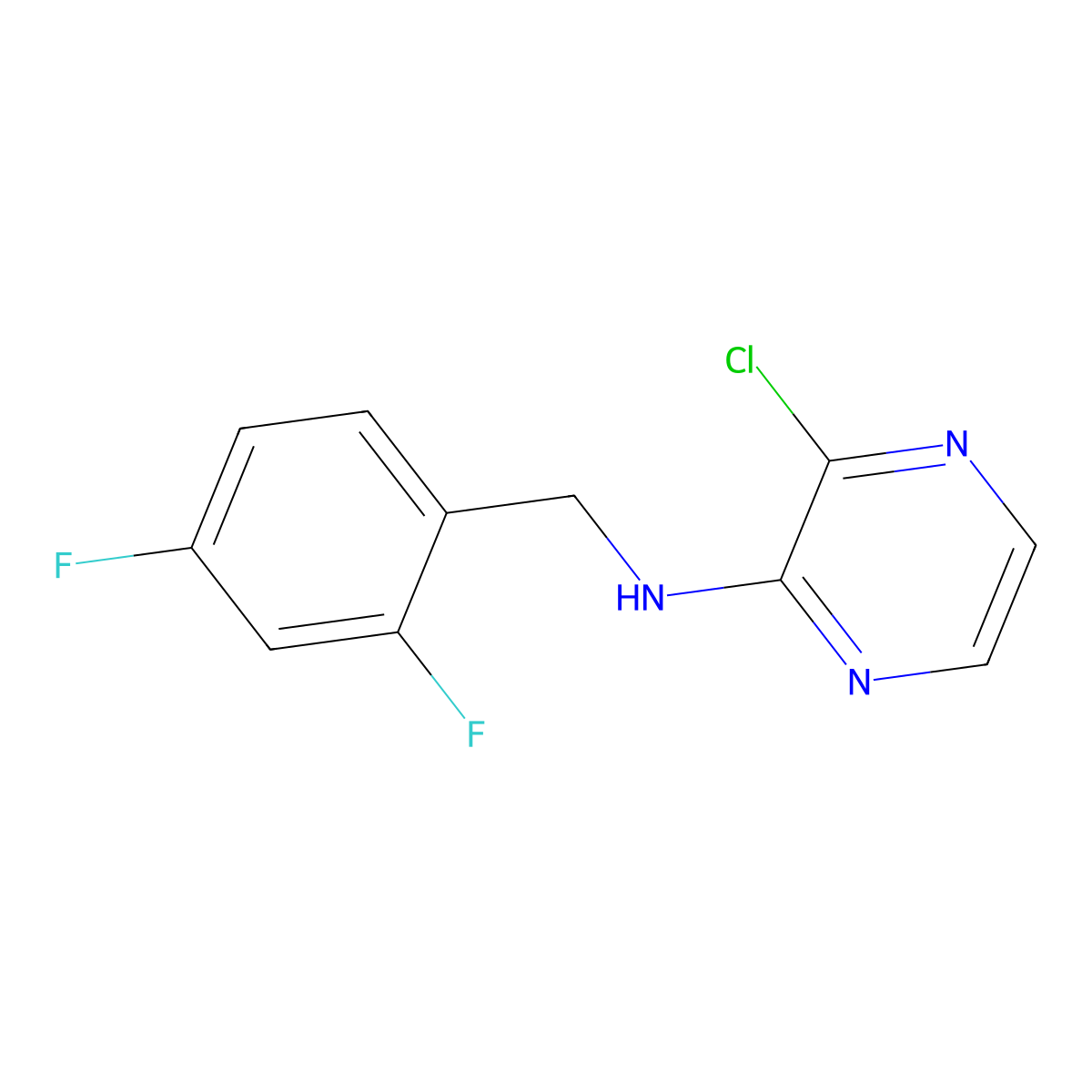 3-chloro-N-(2,4-difluorobenzyl)pyrazin-2-amine molecular structure, CAS 1455639-40-3