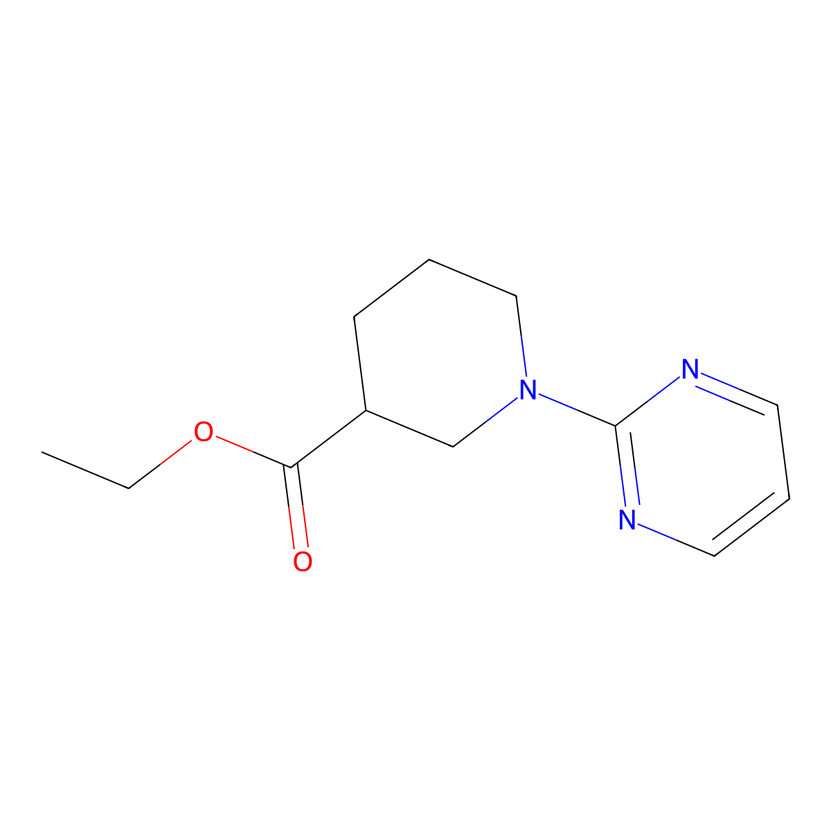 Ethyl 1-(pyrimidin-2-yl)piperidine-3-carboxylate molecular structure, CAS 1455693-54-5