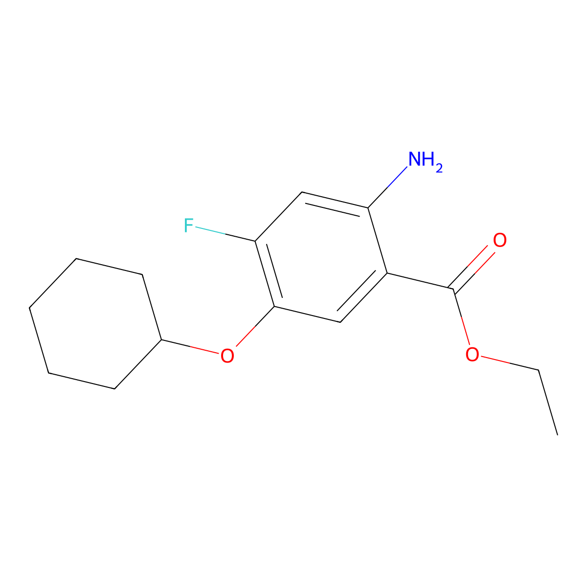 Ethyl 2-amino-5-(cyclohexyloxy)-4-fluorobenzoate molecular structure, CAS 1455695-07-4