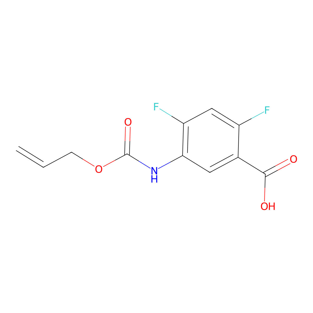 2,4-Difluoro-5-{[(prop-2-en-1-yloxy)carbonyl]amino}benzoic acid molecular structure, CAS 1455699-73-6