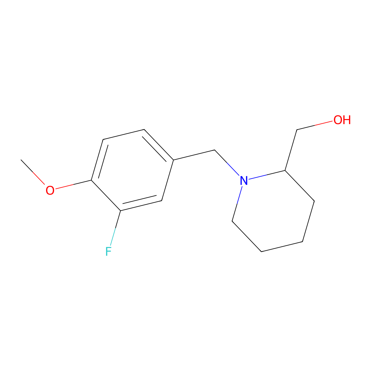 {1-[(3-Fluoro-4-methoxyphenyl)methyl]piperidin-2-yl}methanol molecular structure, CAS 1455702-83-6