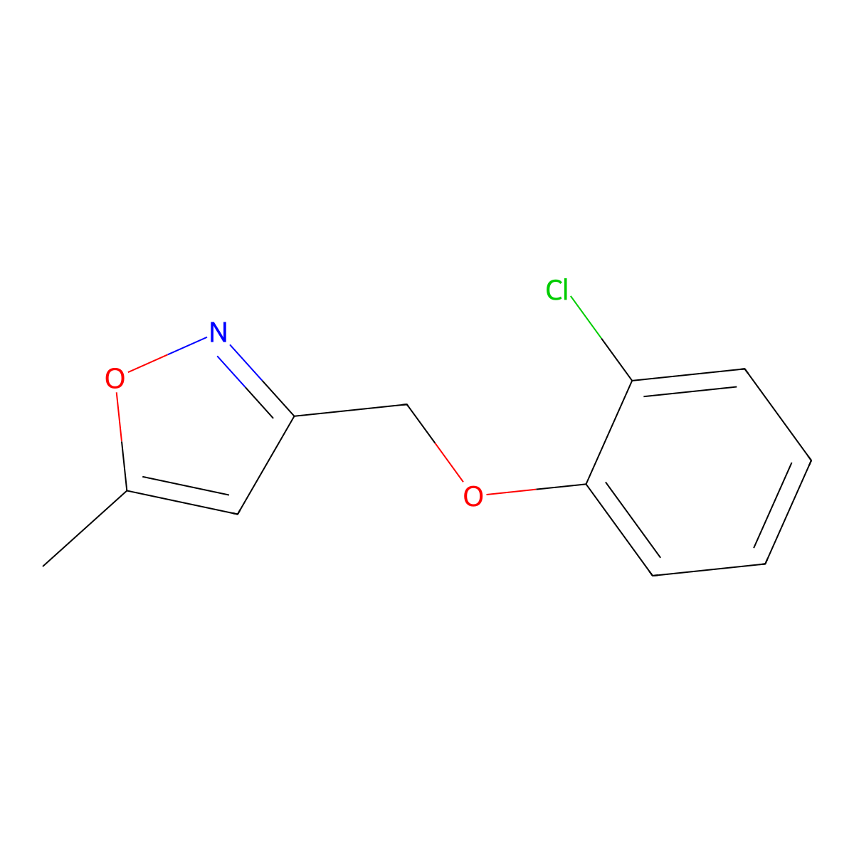 3-[(2-Chlorophenoxy)methyl]-5-methyl-1,2-oxazole molecular structure, CAS 1455711-41-7