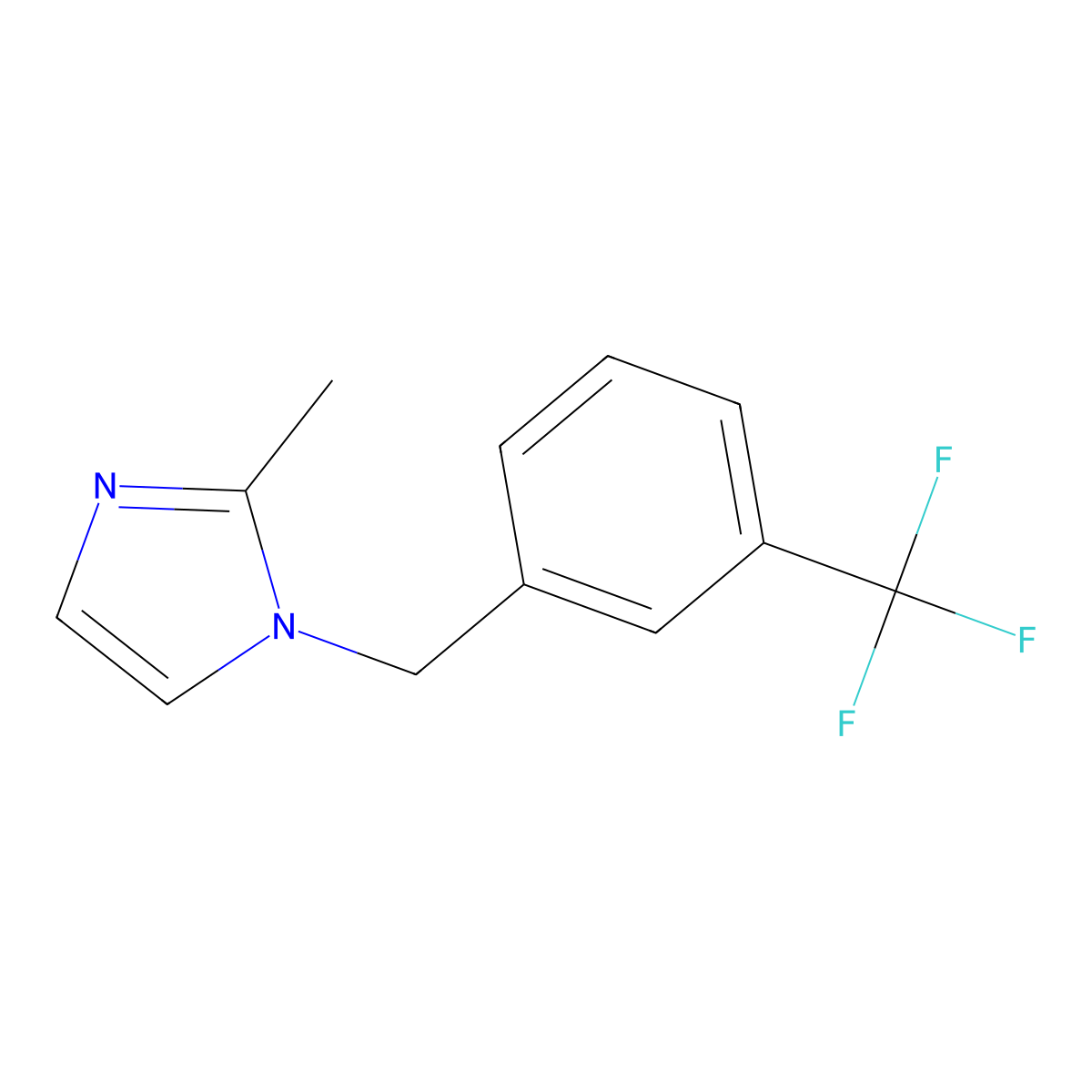 2-methyl-1-{[3-(trifluoromethyl)phenyl]methyl}-1H-imidazole molecular structure, CAS 1455716-35-4
