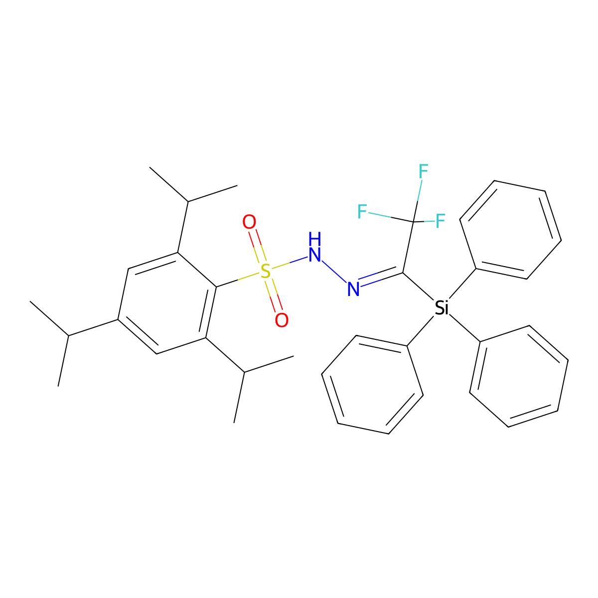 Trifluoroacetyltriphenylsilane 2,4,6-triisopropylbenzenesulfonylhydrazone molecular structure, CAS 145574-05-6