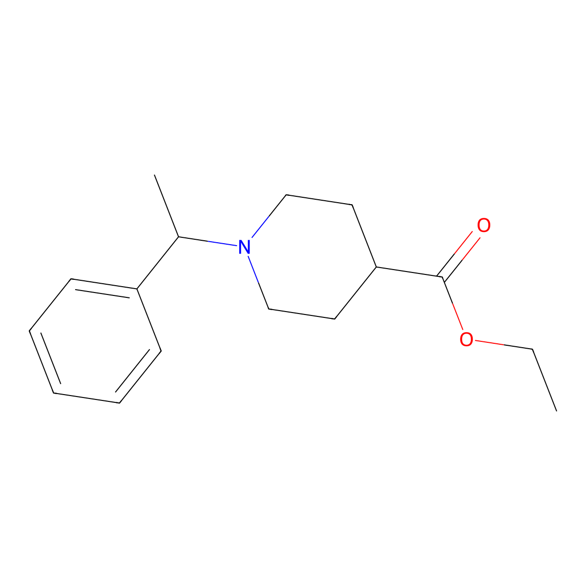 Ethyl 1-(1-phenylethyl)-4-piperidinecarboxylate molecular structure, CAS 1455773-50-8