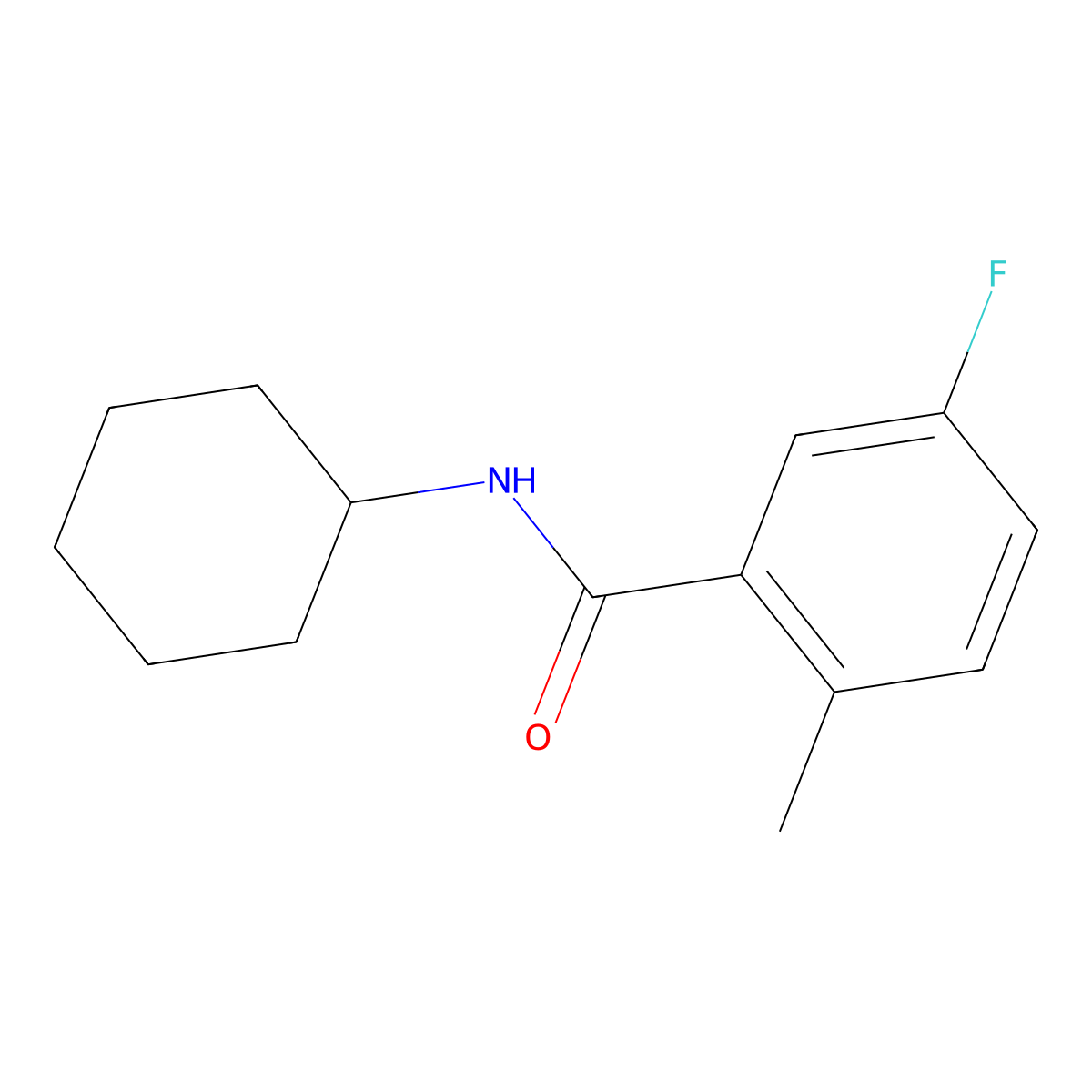 N-cyclohexyl-5-fluoro-2-methylbenzamide molecular structure, CAS 1455782-83-8