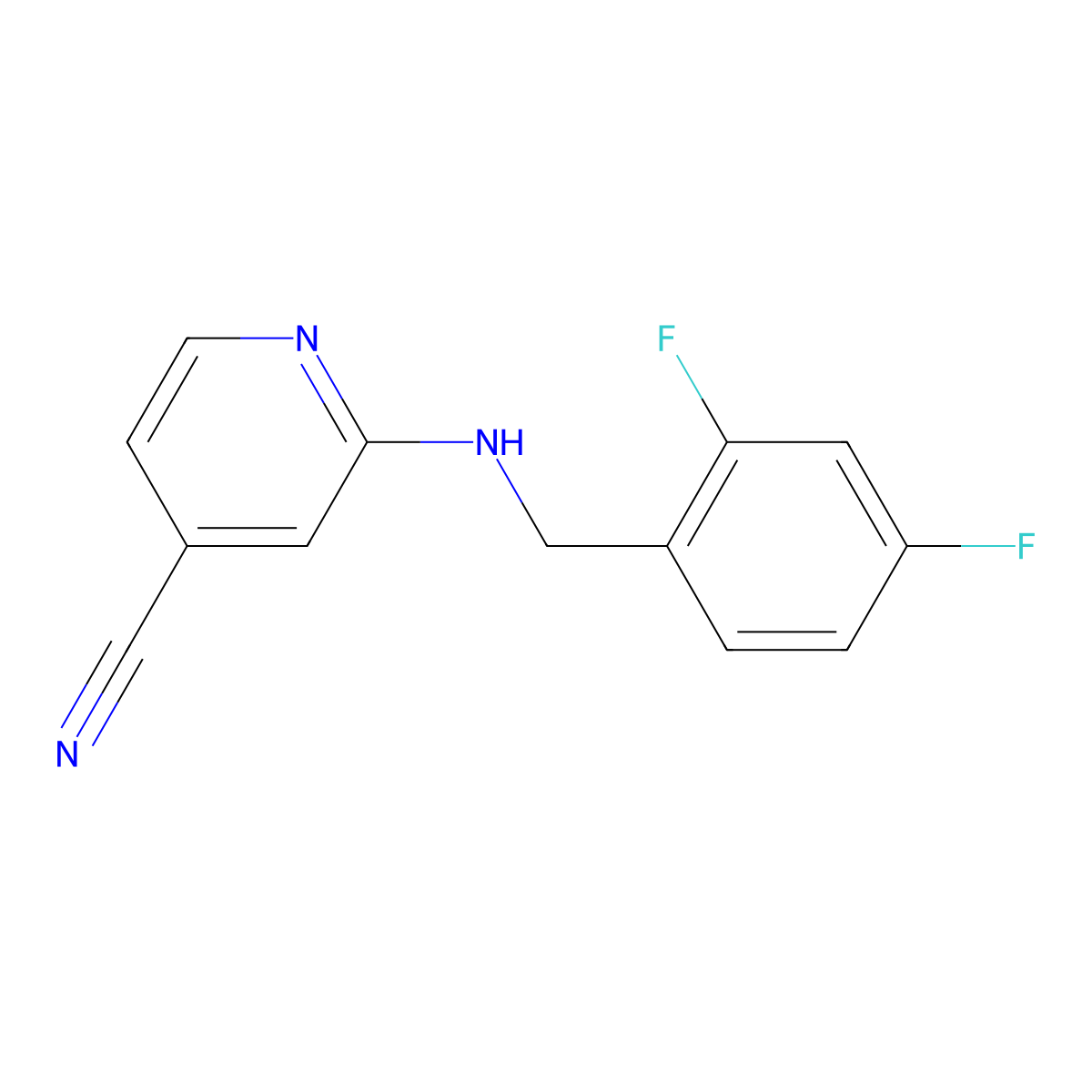 2-{[(2,4-Difluorophenyl)methyl]amino}pyridine-4-carbonitrile molecular structure, CAS 1455814-00-2