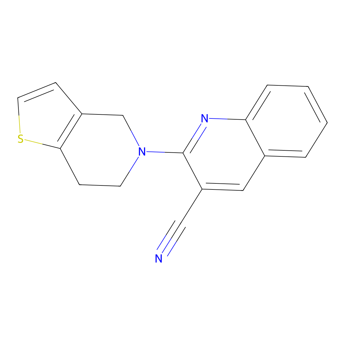 2-{4H,5H,6H,7H-thieno[3,2-c]pyridin-5-yl}quinoline-3-carbonitrile molecular structure, CAS 1455840-22-8