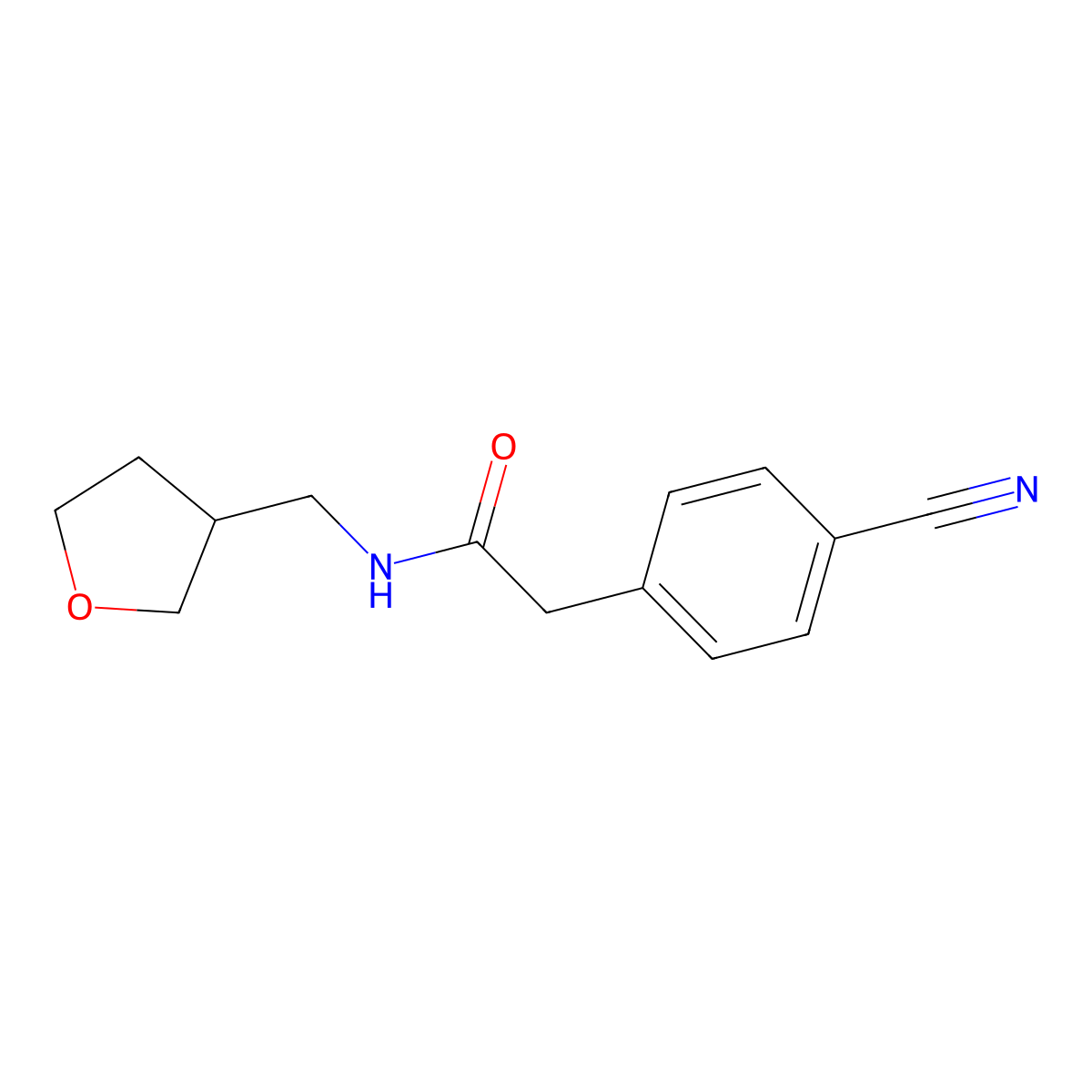 2-(4-Cyanophenyl)-N-((tetrahydrofuran-3-yl)methyl)acetamide molecular structure, CAS 1455869-02-9