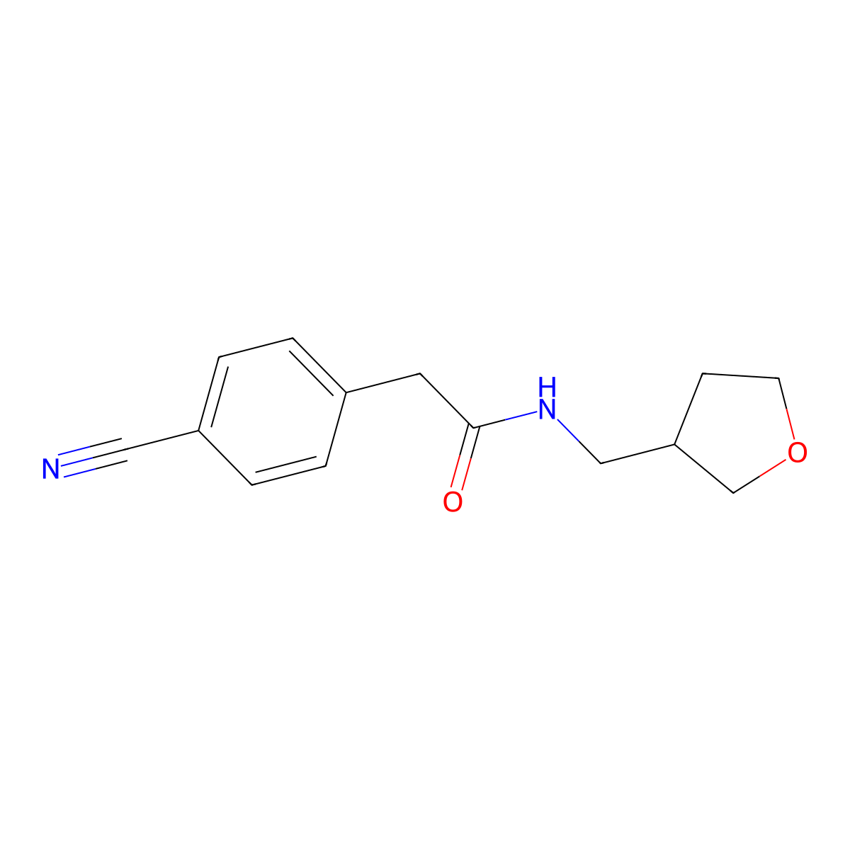 2-(4-Cyanophenyl)-N-((tetrahydrofuran-3-yl)methyl)acetamide molecular structure, CAS 1455869-02-9
