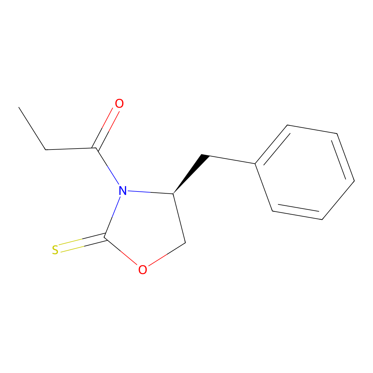 1-[(4S)-4-(Phenylmethyl)-2-thioxo-3-oxazolidinyl]-1-propanone molecular structure, CAS 145588-95-0