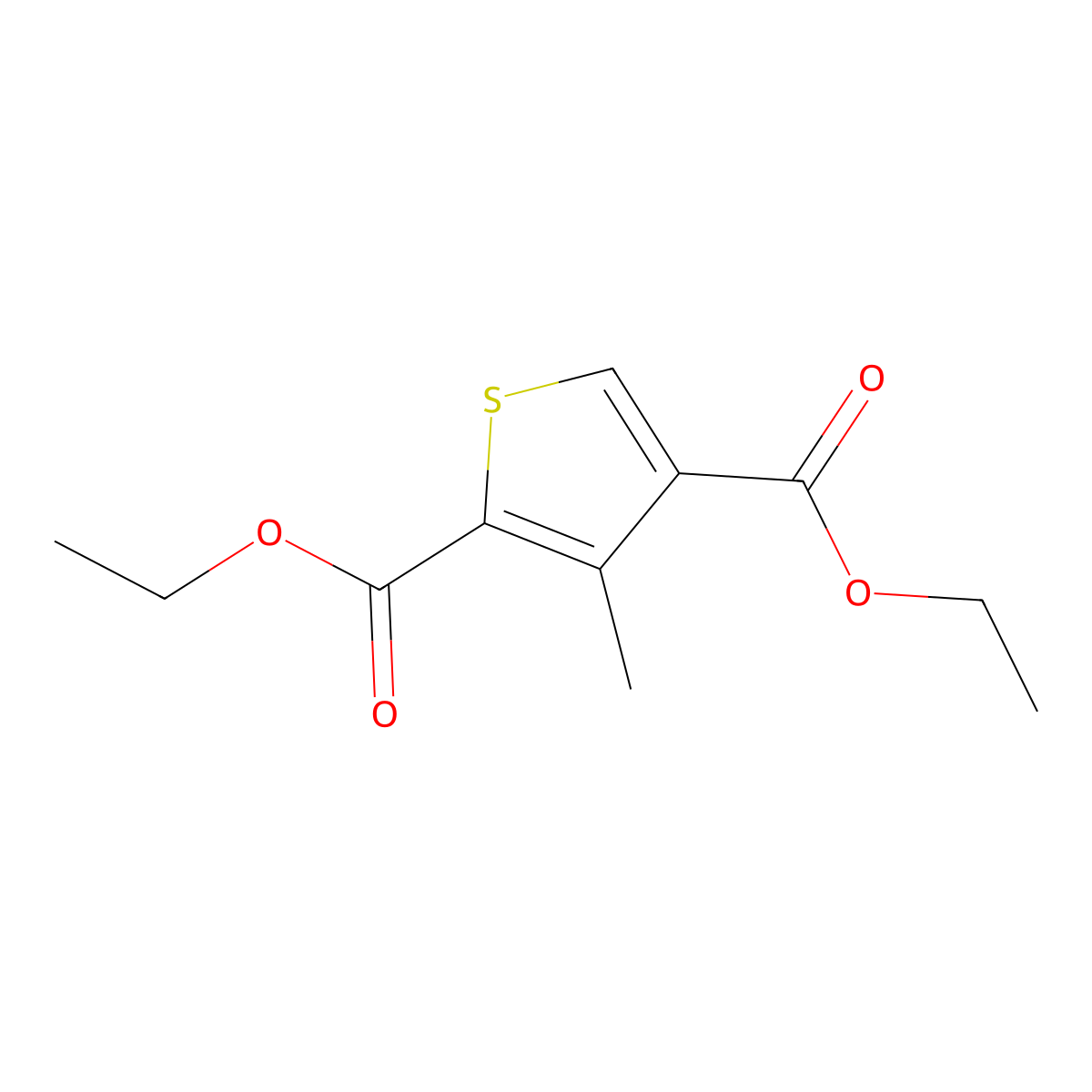 Diethyl 3-methylthiophene-2,4-dicarboxylate molecular structure, CAS 14559-14-9