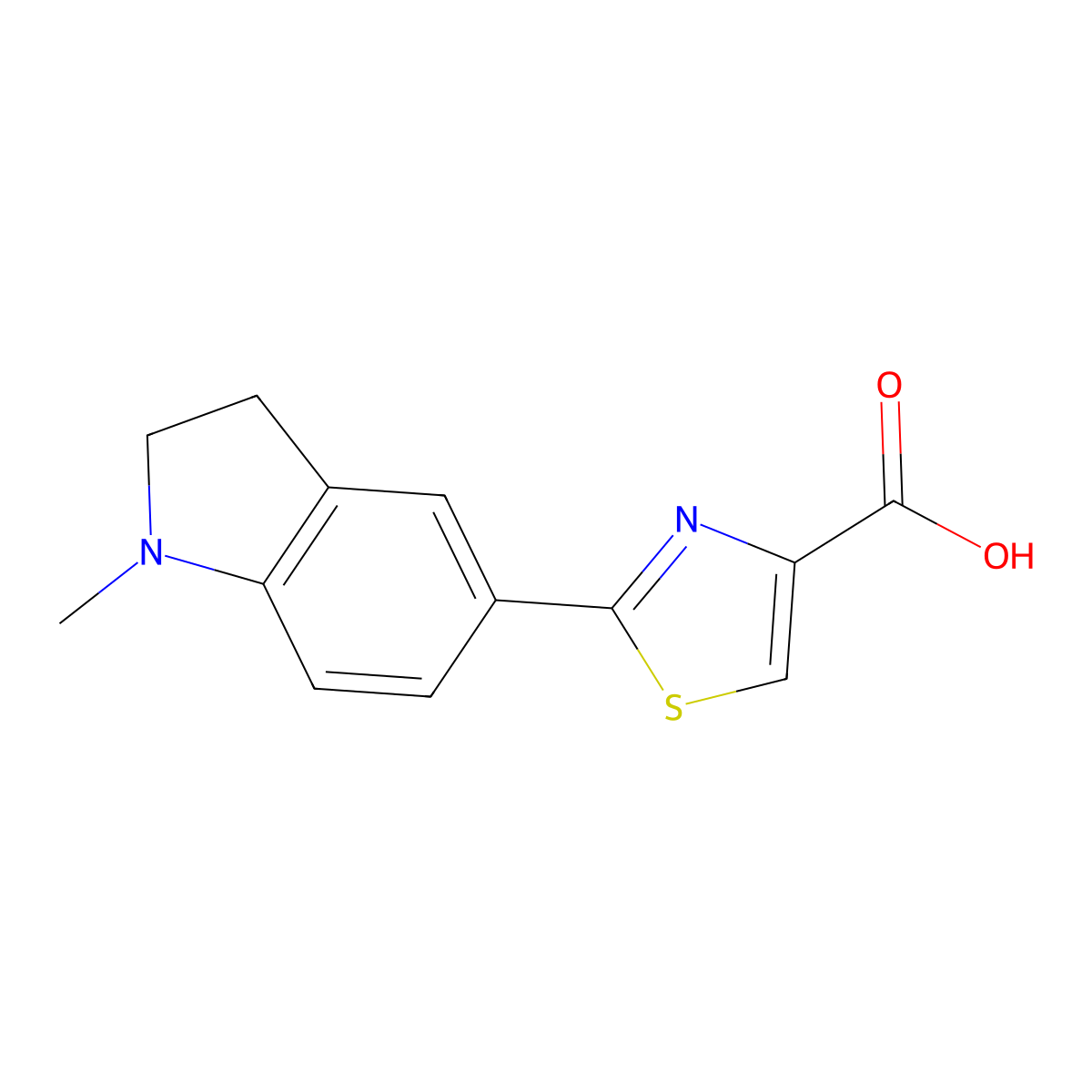2-(1-methyl-2,3-dihydro-1H-indol-5-yl)-1,3-thiazole-4-carboxylic acid molecular structure, CAS 1455910-92-5