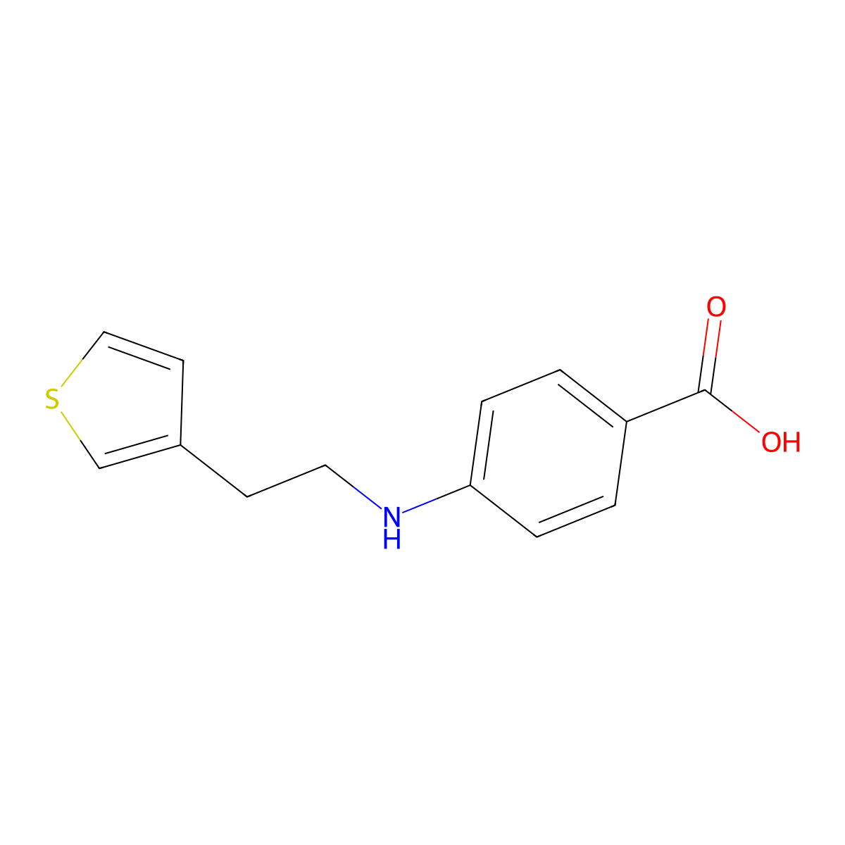 4-{[2-(Thiophen-3-yl)ethyl]amino}benzoic acid molecular structure, CAS 1455970-53-2