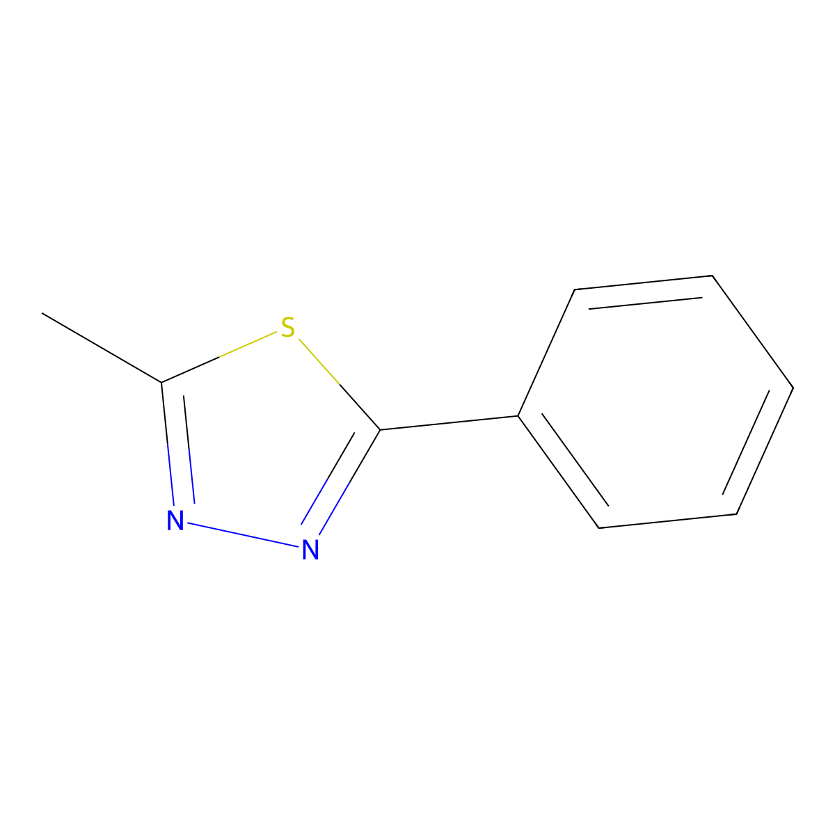 2-Methyl-5-phenyl-1,3,4-thiadiazole molecular structure, CAS 1456-72-0
