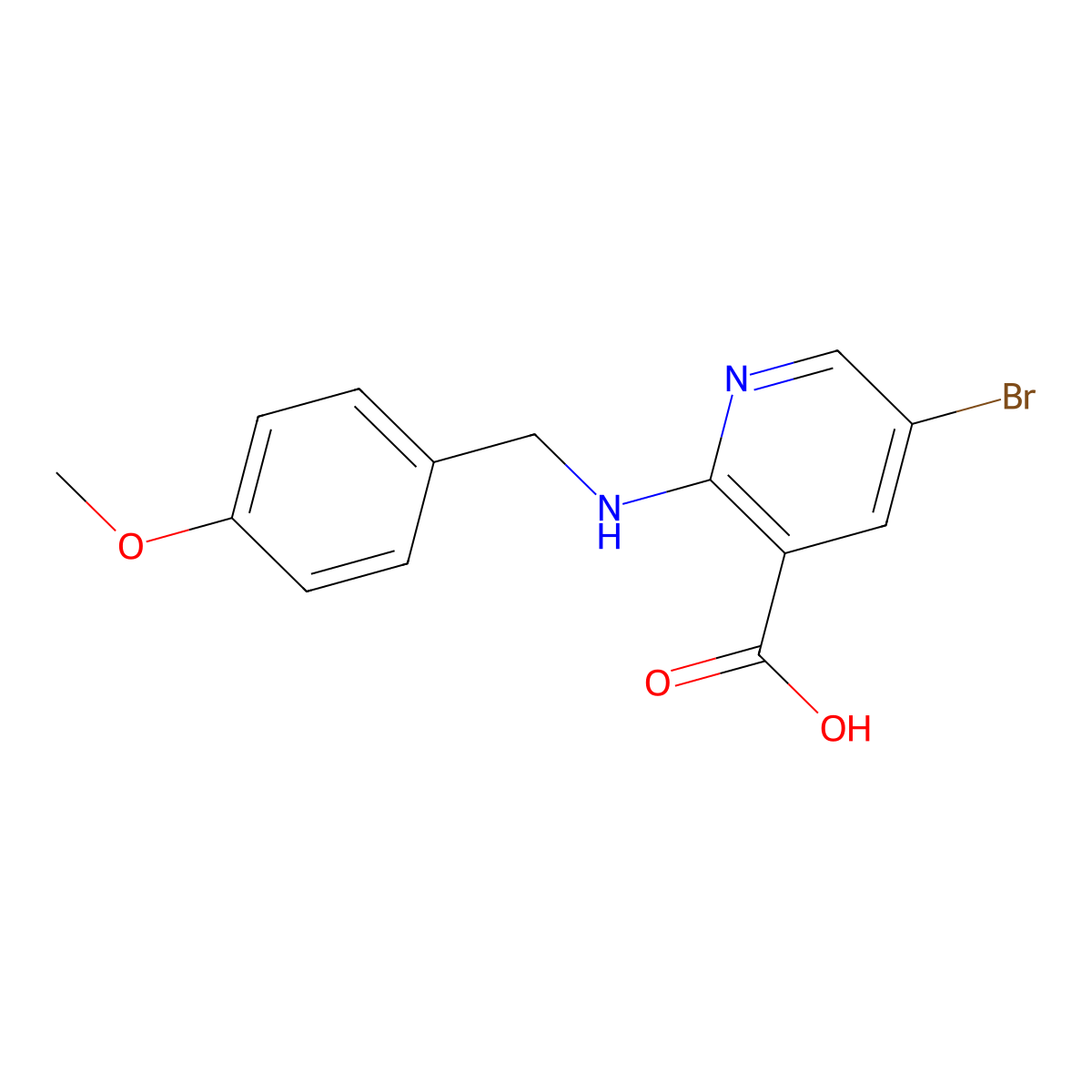 5-Bromo-2-((4-methoxybenzyl)amino)nicotinic acid molecular structure, CAS 1456000-34-2