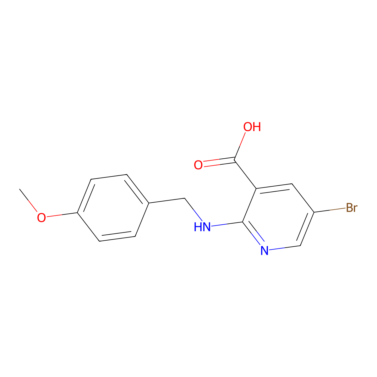 5-Bromo-2-((4-methoxybenzyl)amino)nicotinic acid molecular structure, CAS 1456000-34-2