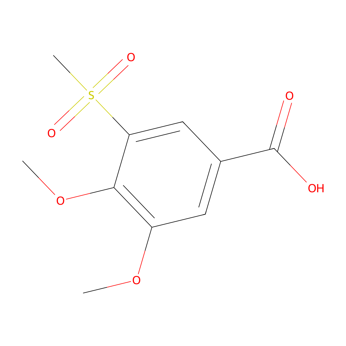 Benzoic acid, 3,4-dimethoxy-5-(methylsulfonyl)- molecular structure, CAS 145602-46-6