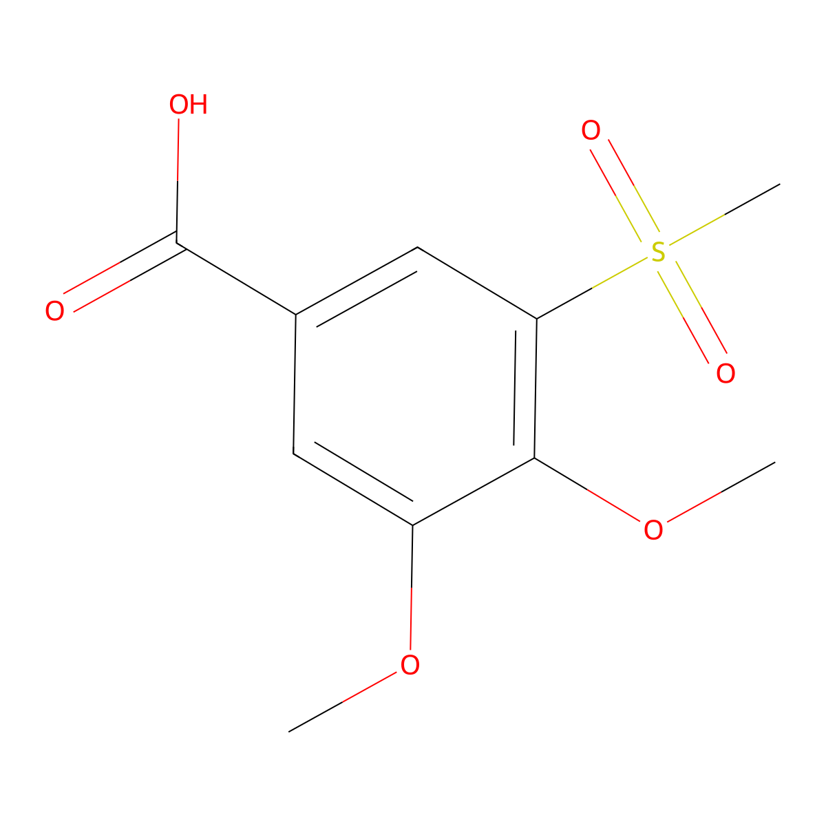 Benzoic acid, 3,4-dimethoxy-5-(methylsulfonyl)- molecular structure, CAS 145602-46-6
