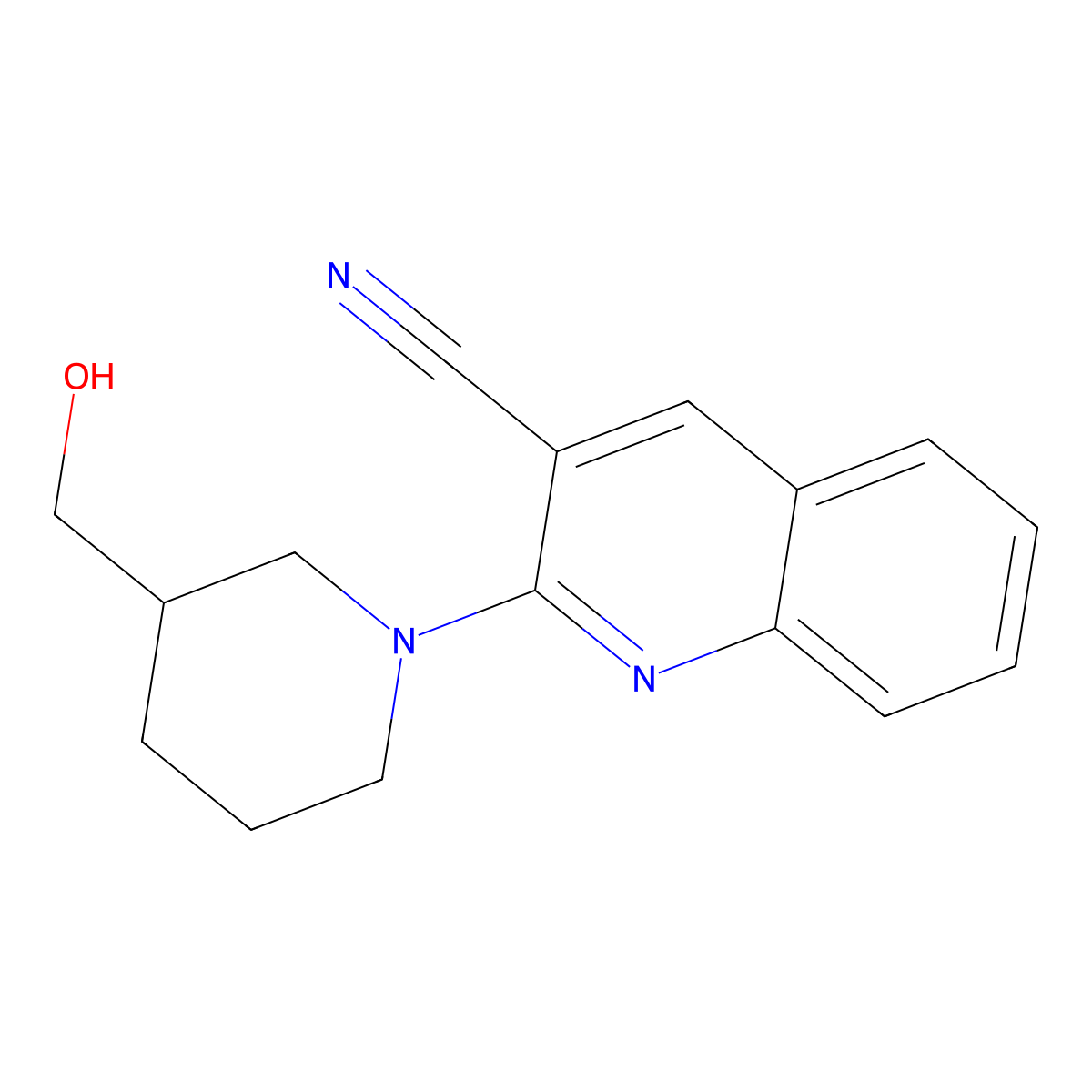 2-[3-(Hydroxymethyl)piperidin-1-yl]quinoline-3-carbonitrile molecular structure, CAS 1456026-94-0
