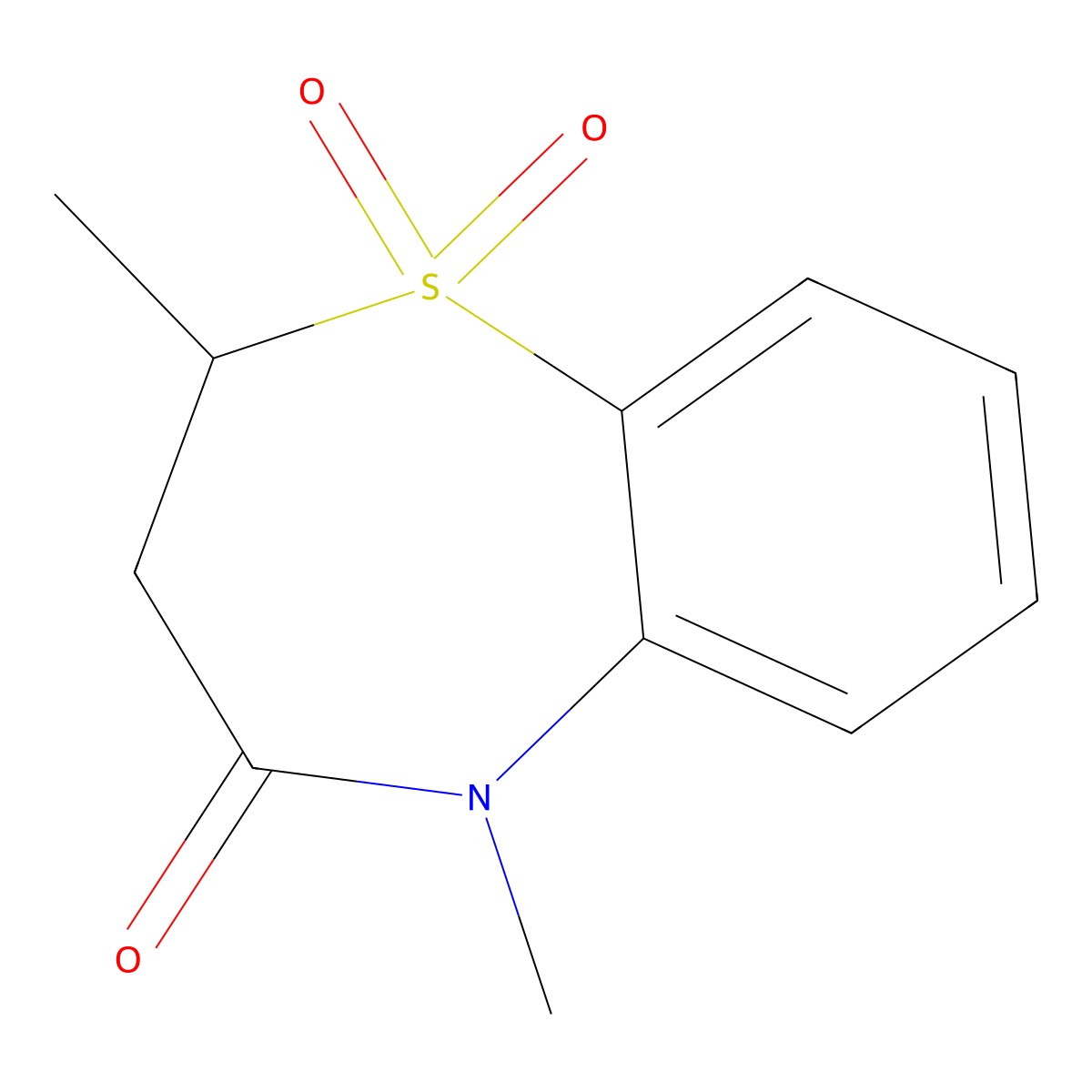 2,5-dimethyl-2,3-dihydrobenzo[b][1,4]thiazepin-4(5H)-one 1,1-dioxide molecular structure, CAS 145603-19-6
