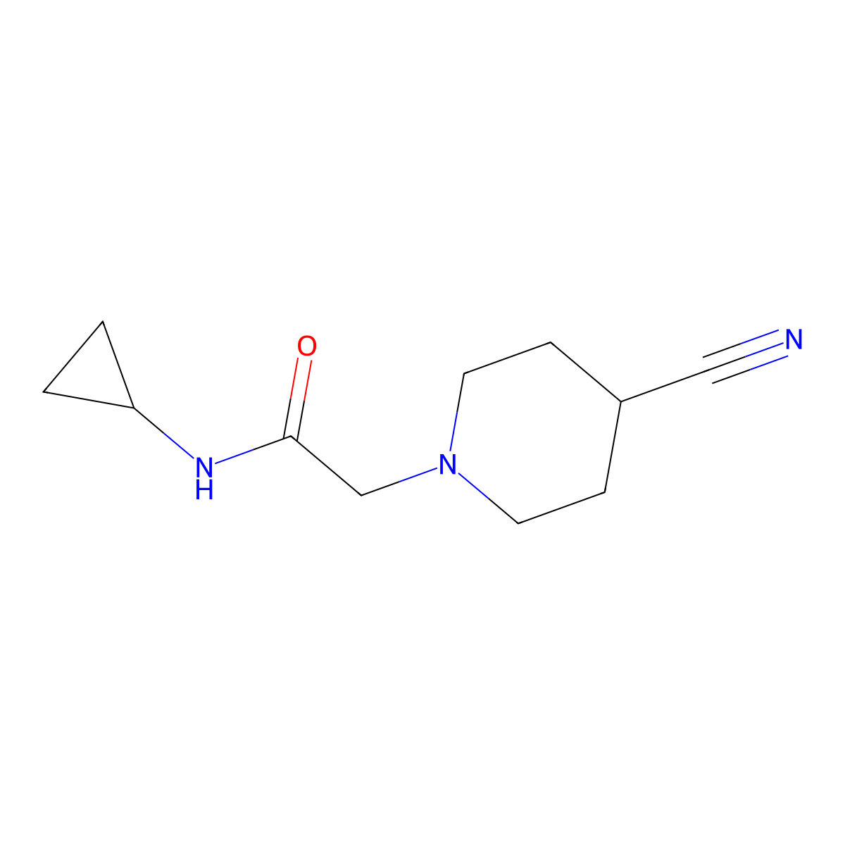 2-(4-cyanopiperidin-1-yl)-N-cyclopropylacetamide molecular structure, CAS 1456076-03-1