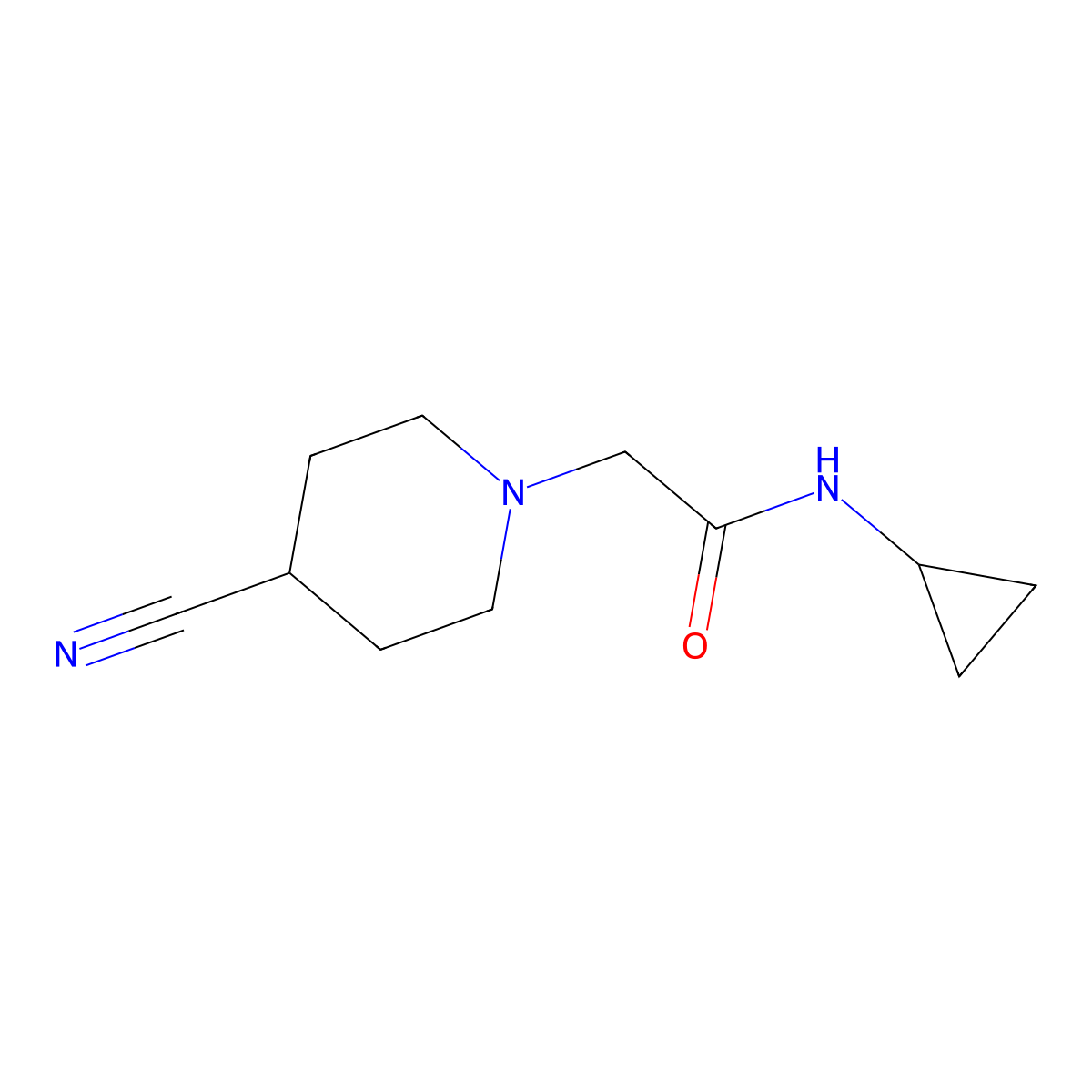 2-(4-cyanopiperidin-1-yl)-N-cyclopropylacetamide molecular structure, CAS 1456076-03-1