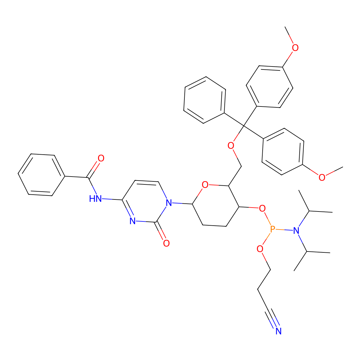 beta-D-homoDNA C(Bz) amidite molecular structure, CAS 145610-76-0
