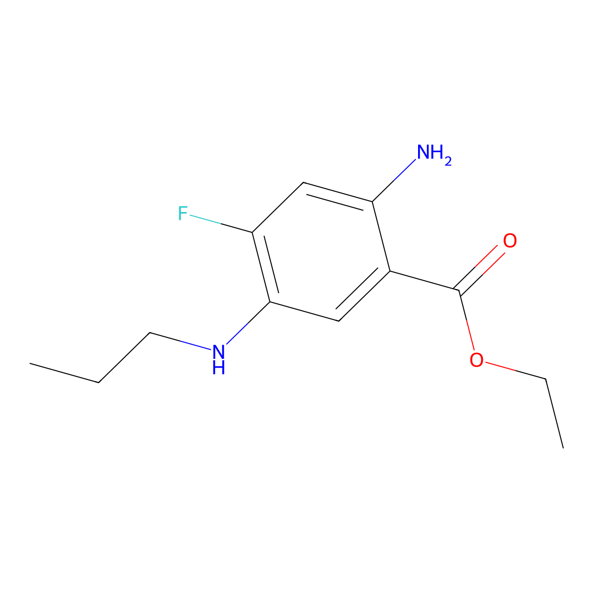 Ethyl 2-amino-4-fluoro-5-(propylamino)benzoate molecular structure, CAS 1456230-21-9
