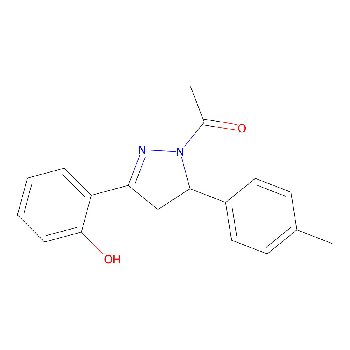 1-[3-(2-hydroxyphenyl)-5-(4-methylphenyl)-4,5-dihydro-1H-pyrazol-1-yl]ethan-1-one molecular structure, CAS 145626-14-8