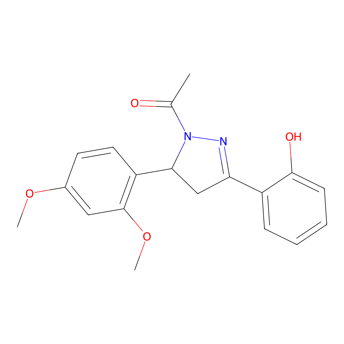 4,5-Dihydro-3-(2-hydroxyphenyl)-1-acetyl-5-(2,4-dimethoxyphenyl)-1H-pyrazole molecular structure, CAS 145626-17-1