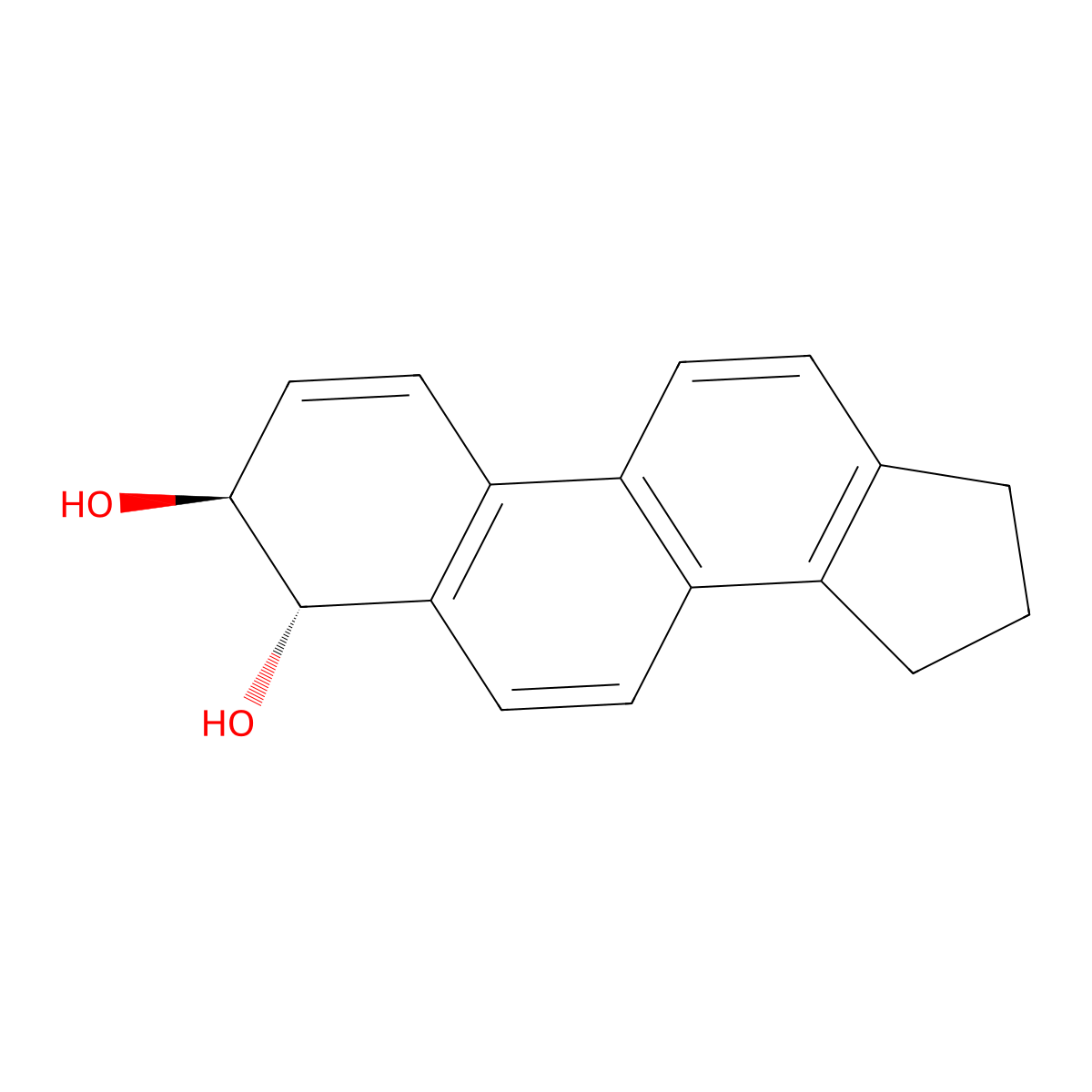 trans-4,15,16,17,-Tetrahydro-3H-cyclopenta(a)phenanthrene-3,4-diol molecular structure, CAS 145627-68-5