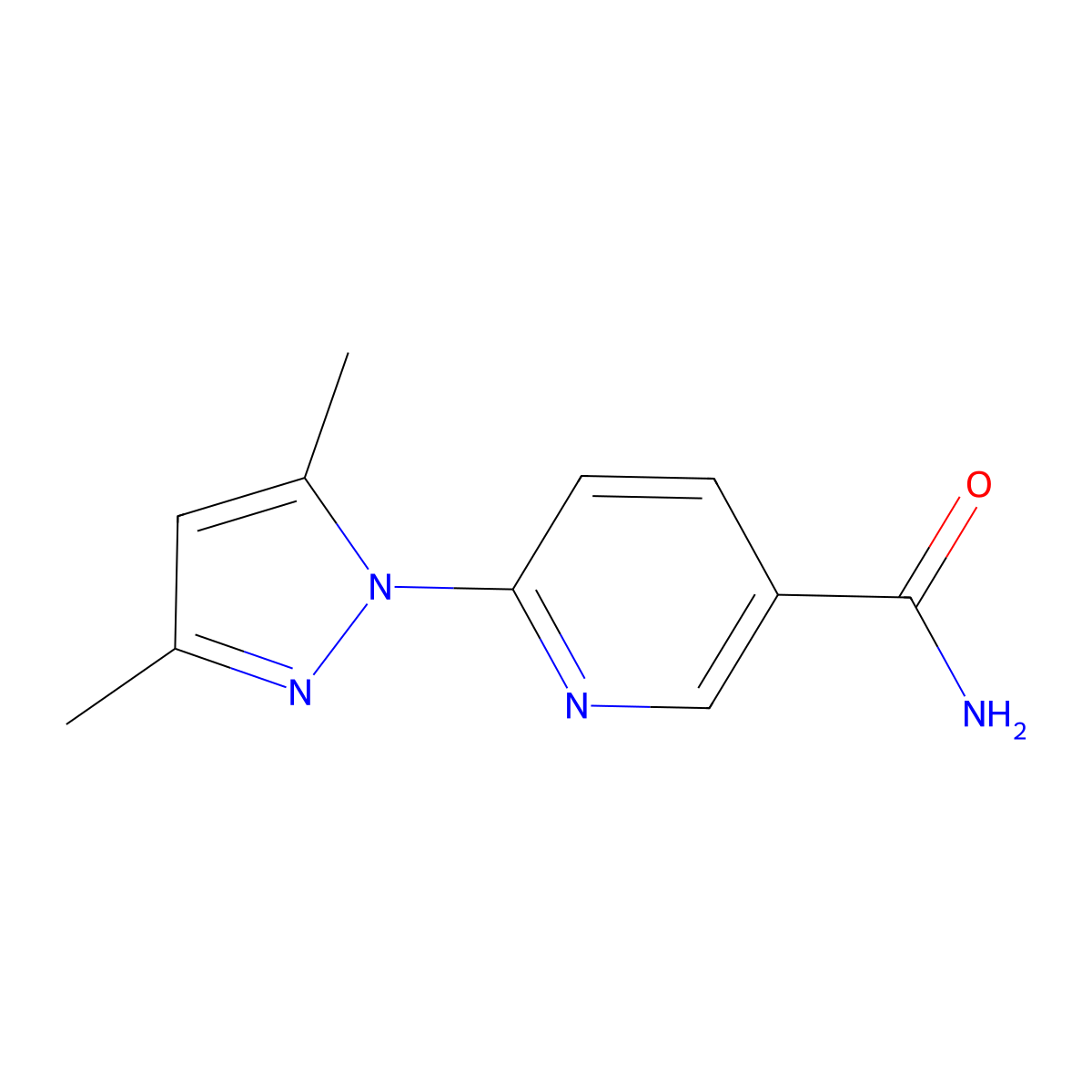 6-(3,5-Dimethylpyrazol-1-yl)pyridine-3-carboxamide molecular structure, CAS 1456275-77-6