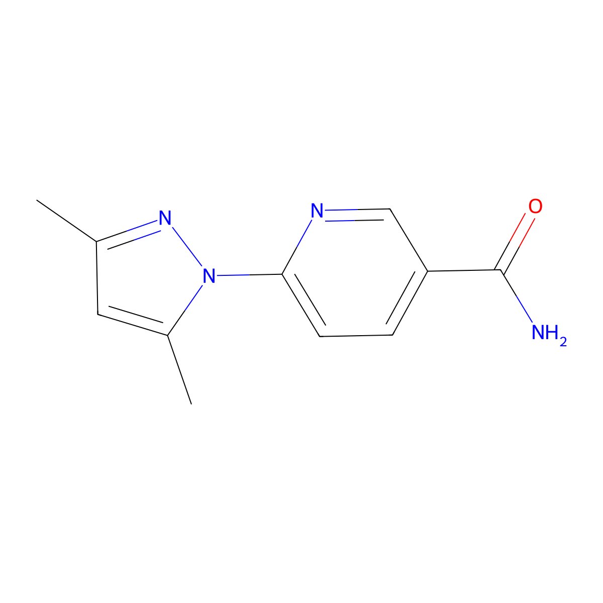 6-(3,5-Dimethylpyrazol-1-yl)pyridine-3-carboxamide molecular structure, CAS 1456275-77-6