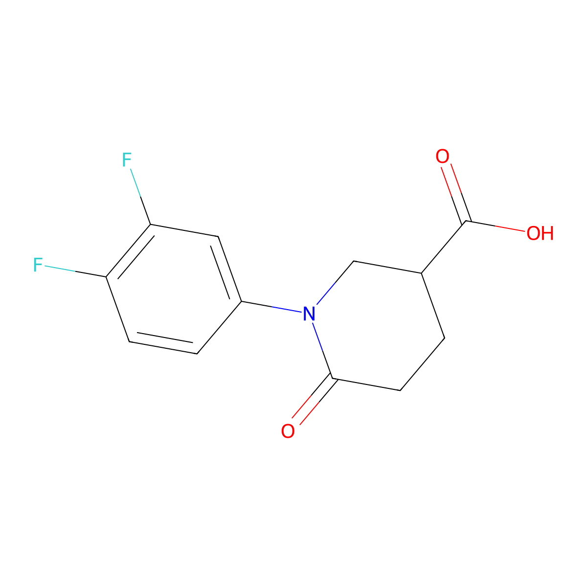 1-(3,4-Difluorophenyl)-6-oxopiperidine-3-carboxylic acid molecular structure, CAS 1456276-25-7